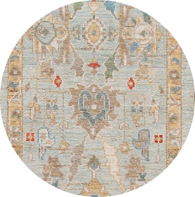 Beautiful contemporary Sultanabad runner, hand-knotted wool with a blue field, goldenrod, blue, and red accents in all-over Classic floral medallion design.

This rug measures: 2'10