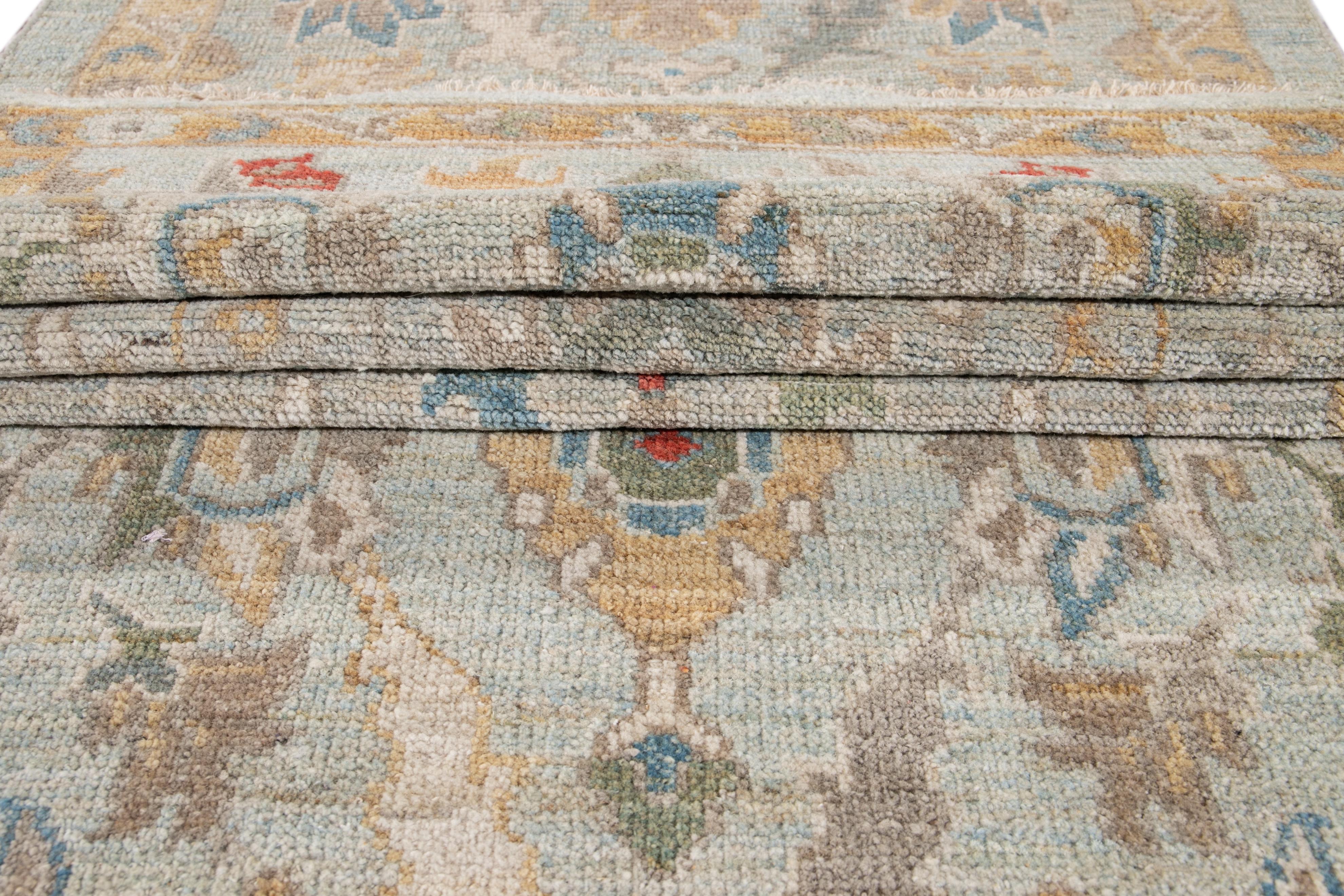 Blue Long Modern Sultanabad Wool Runner In New Condition For Sale In Norwalk, CT