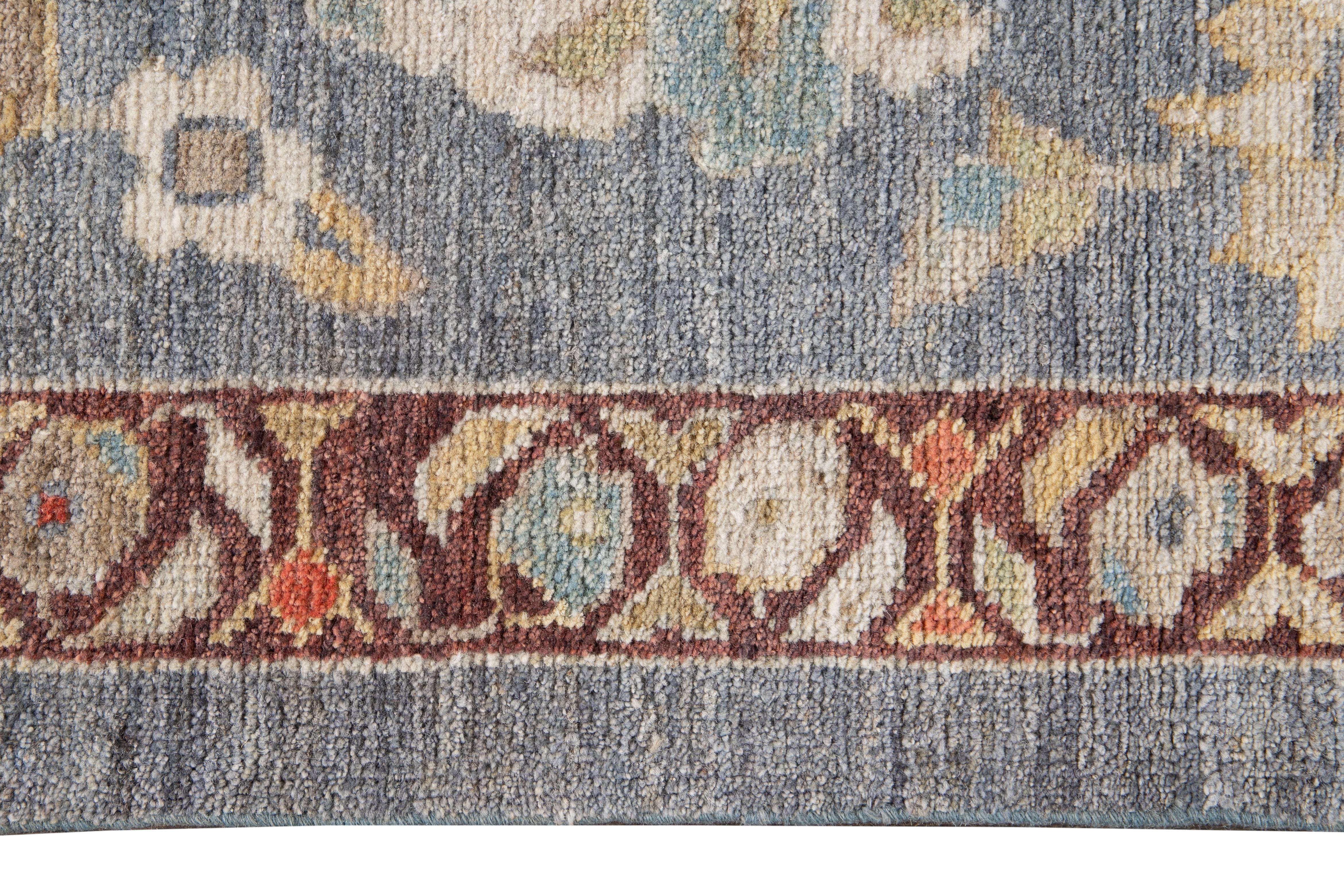 Contemporary 21st Century Modern Sultanabad Wool Runner Rug For Sale