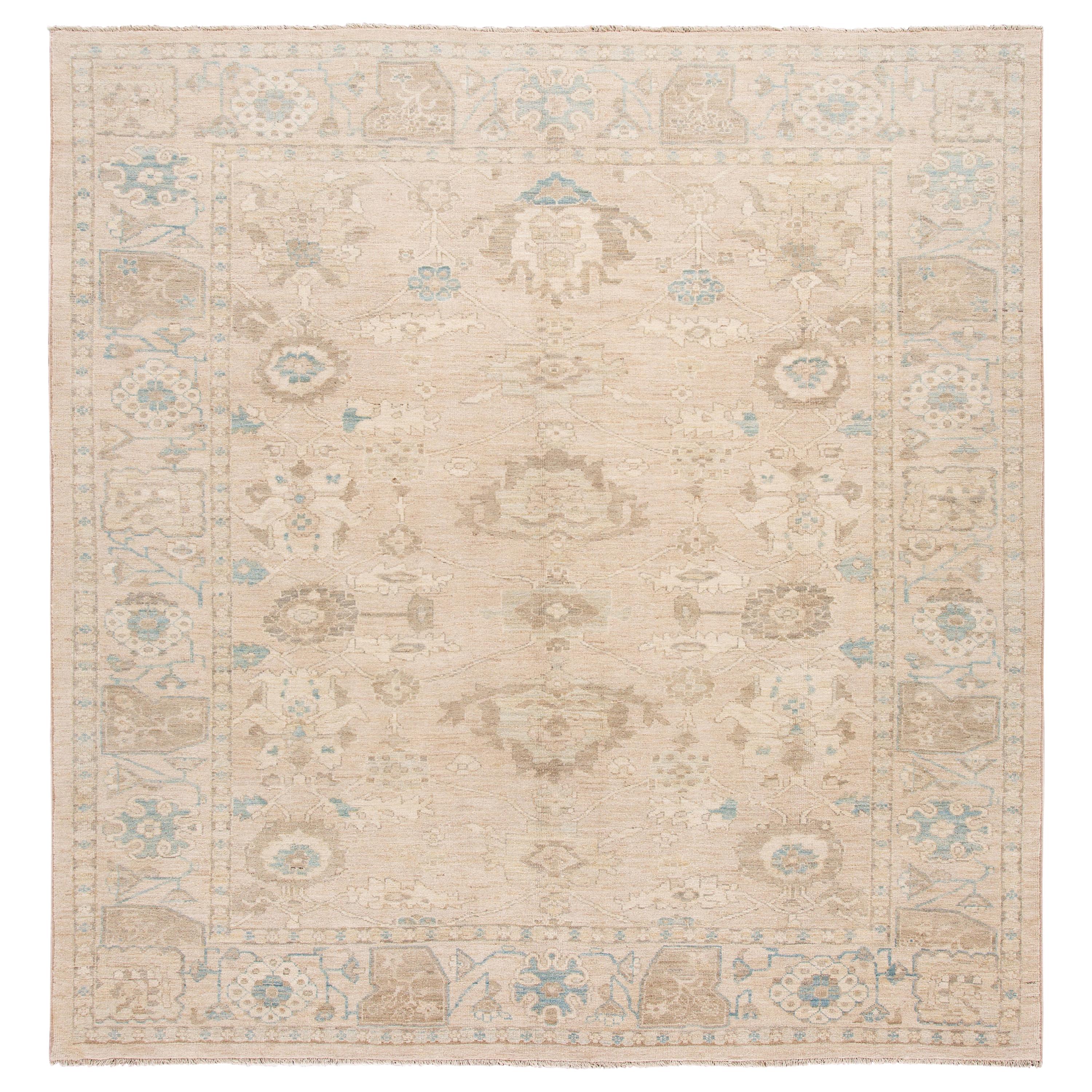 21st Century Modern Sultanabad Wool Square Rug For Sale at 1stDibs