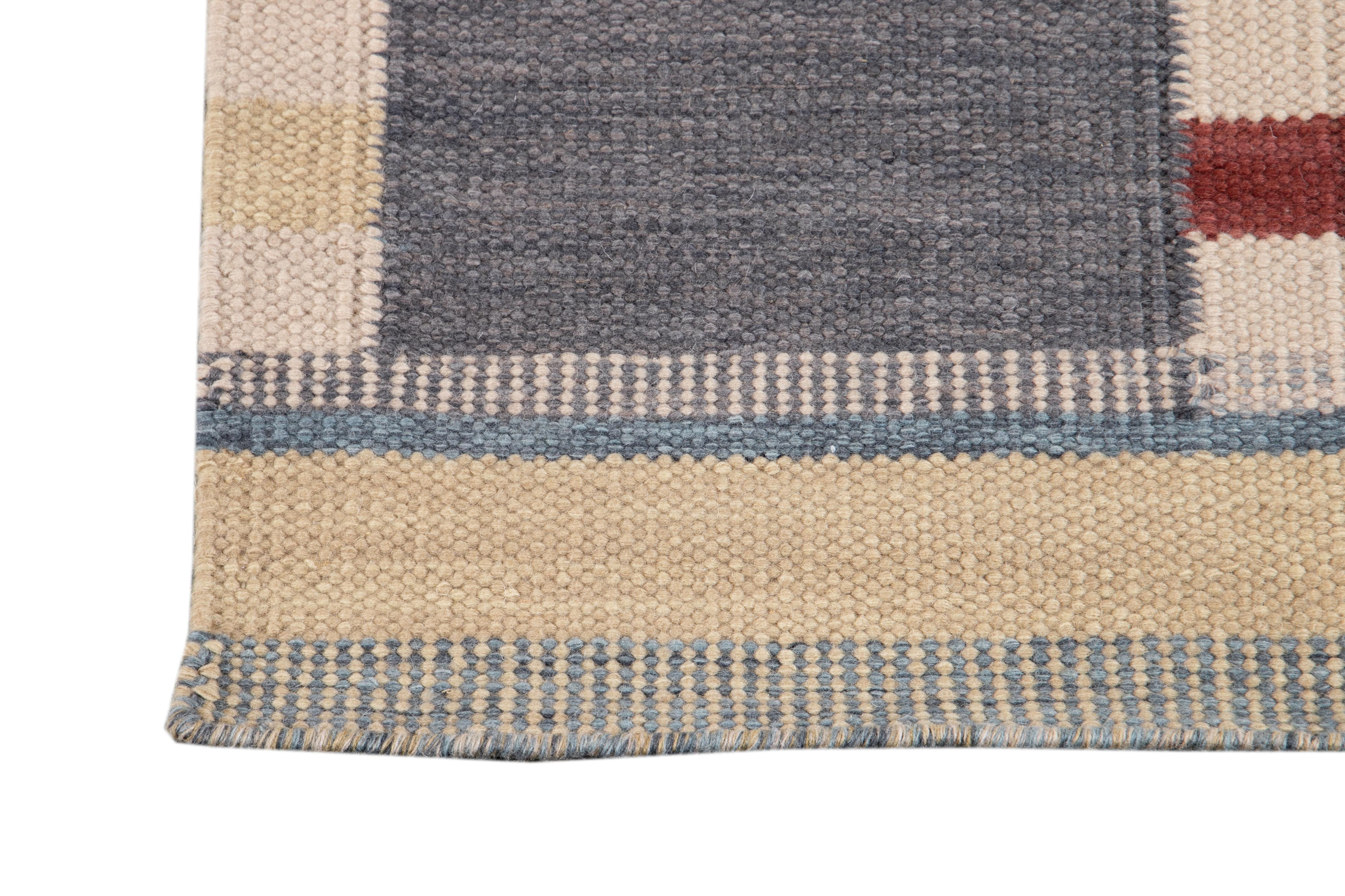 21st Century Modern Swedish Style Wool Runner Rug For Sale 1