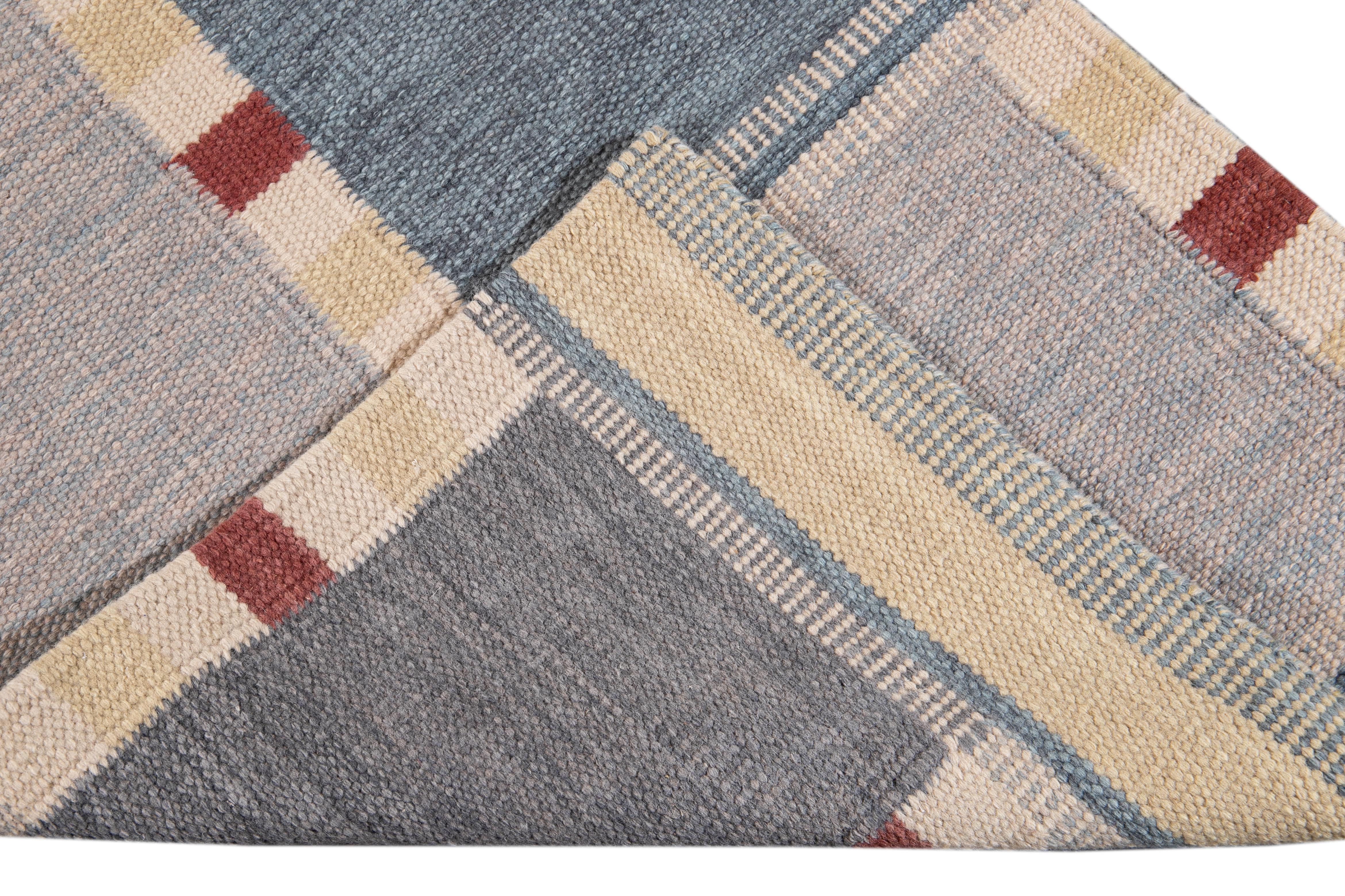 21st Century Modern Swedish Style Wool Runner Rug For Sale 3