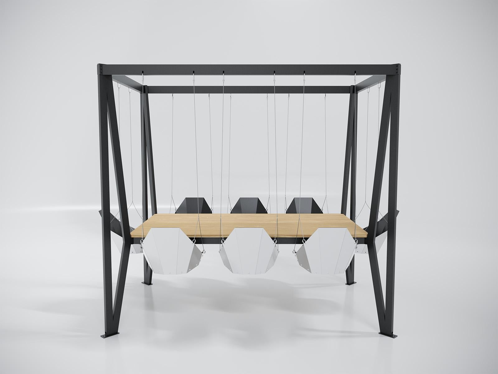 Moderner Swing-Tisch des 21. Jahrhunderts, Design aus Edelstahl (Britisch) im Angebot
