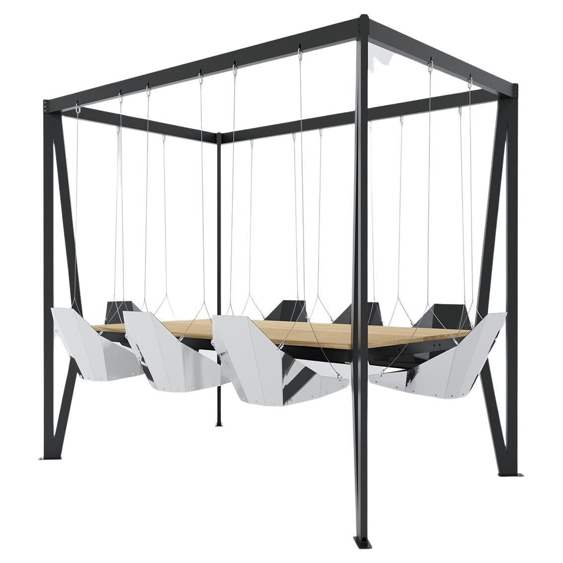 Moderner Swing-Tisch des 21. Jahrhunderts, Design aus Edelstahl