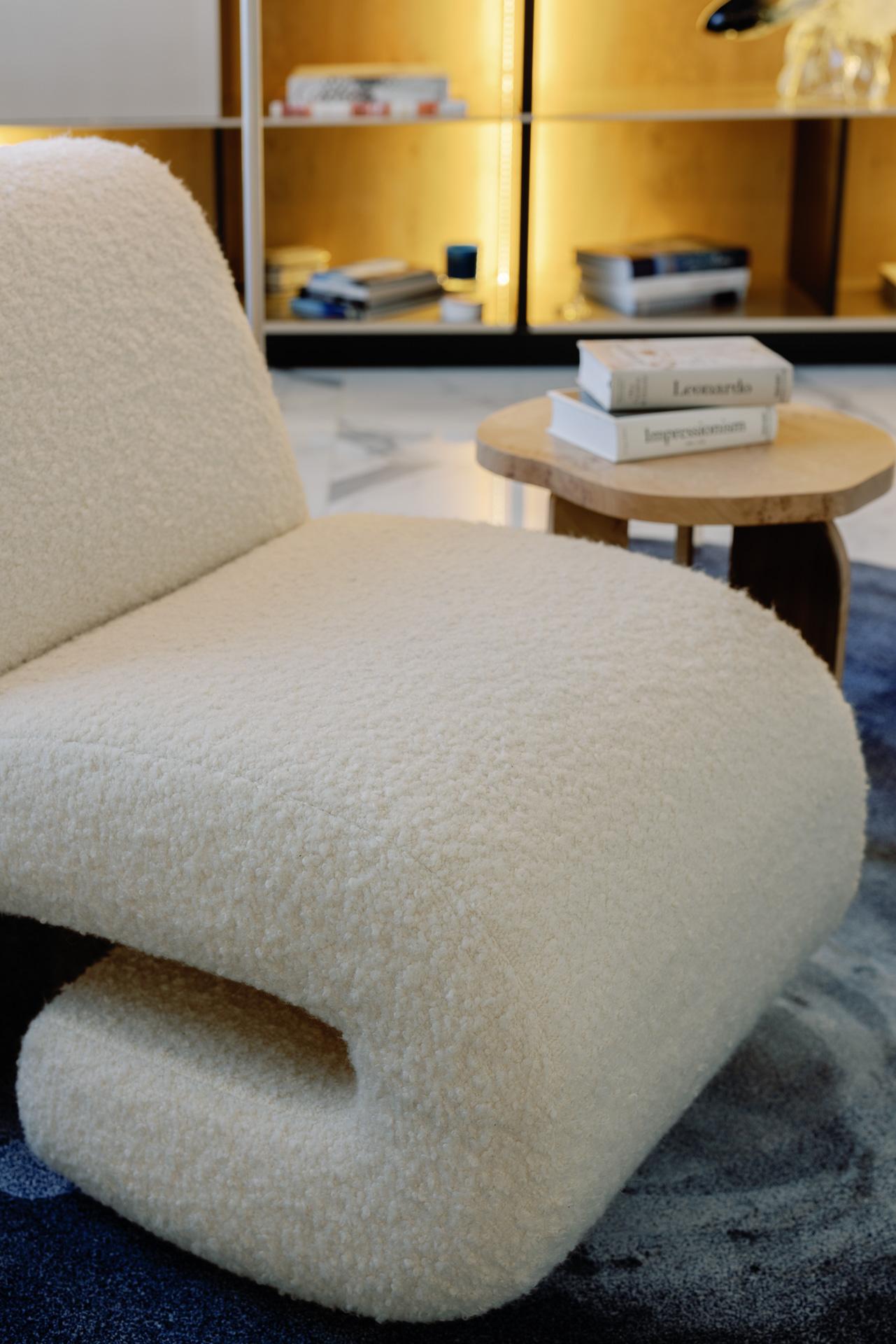 Modern T50 Armchair Lounge Chair Wool Bouclé Handmade in Portugal by