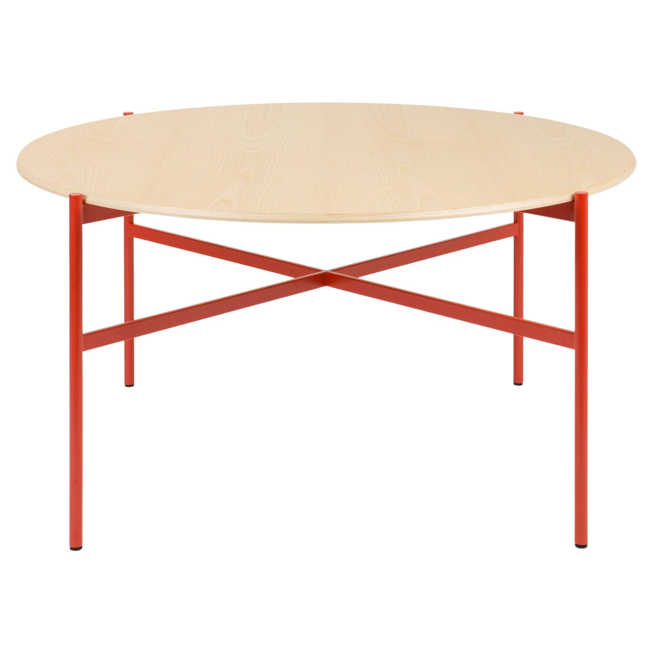 21st Century Modern Table Red MDF Top with Solid Wood Edge Blade Made in Italy For Sale