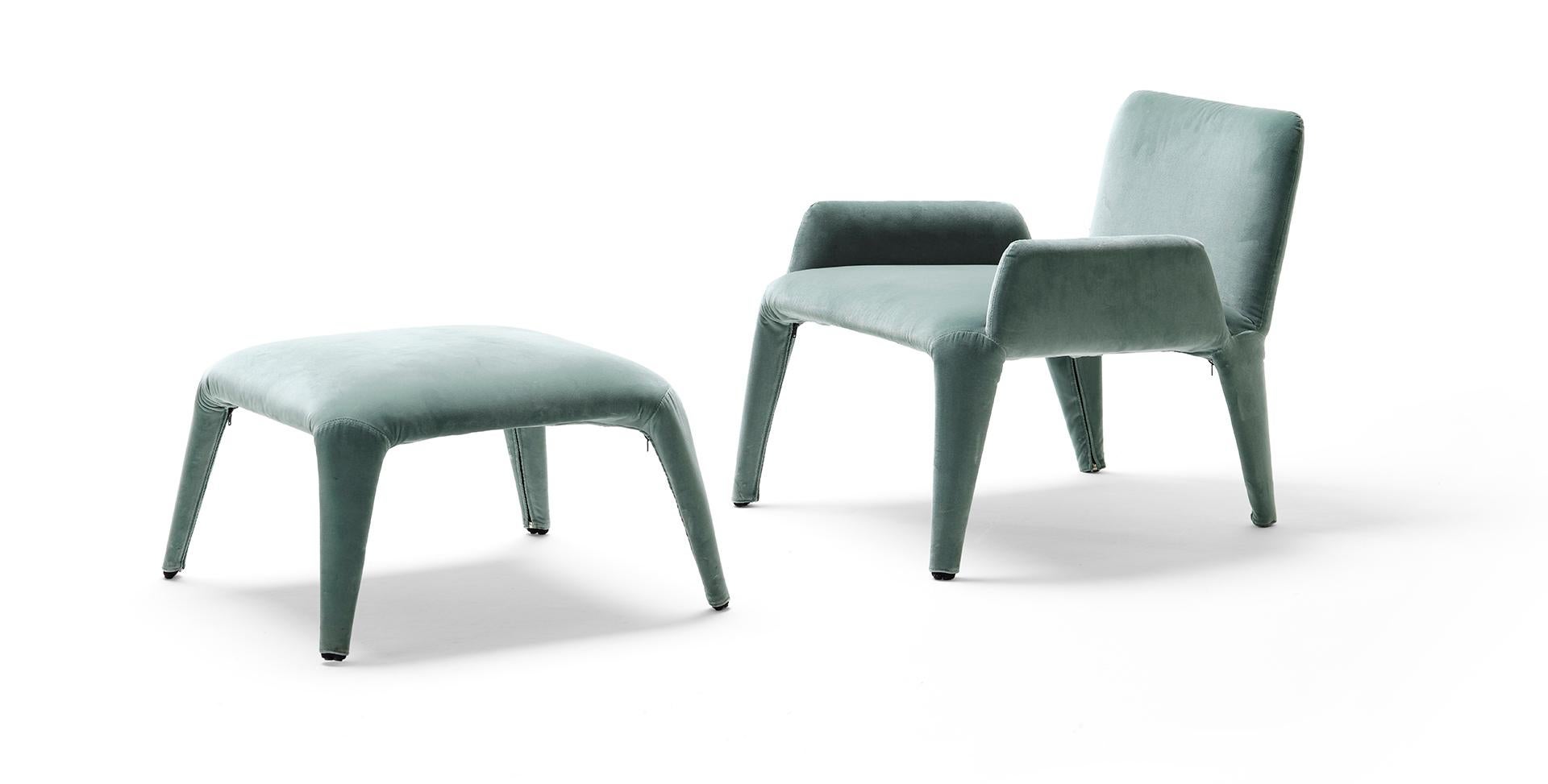 Moderner Textil-Loungesessel des 21. Jahrhunderts mit abnehmbarem Deckel (Samt) im Angebot