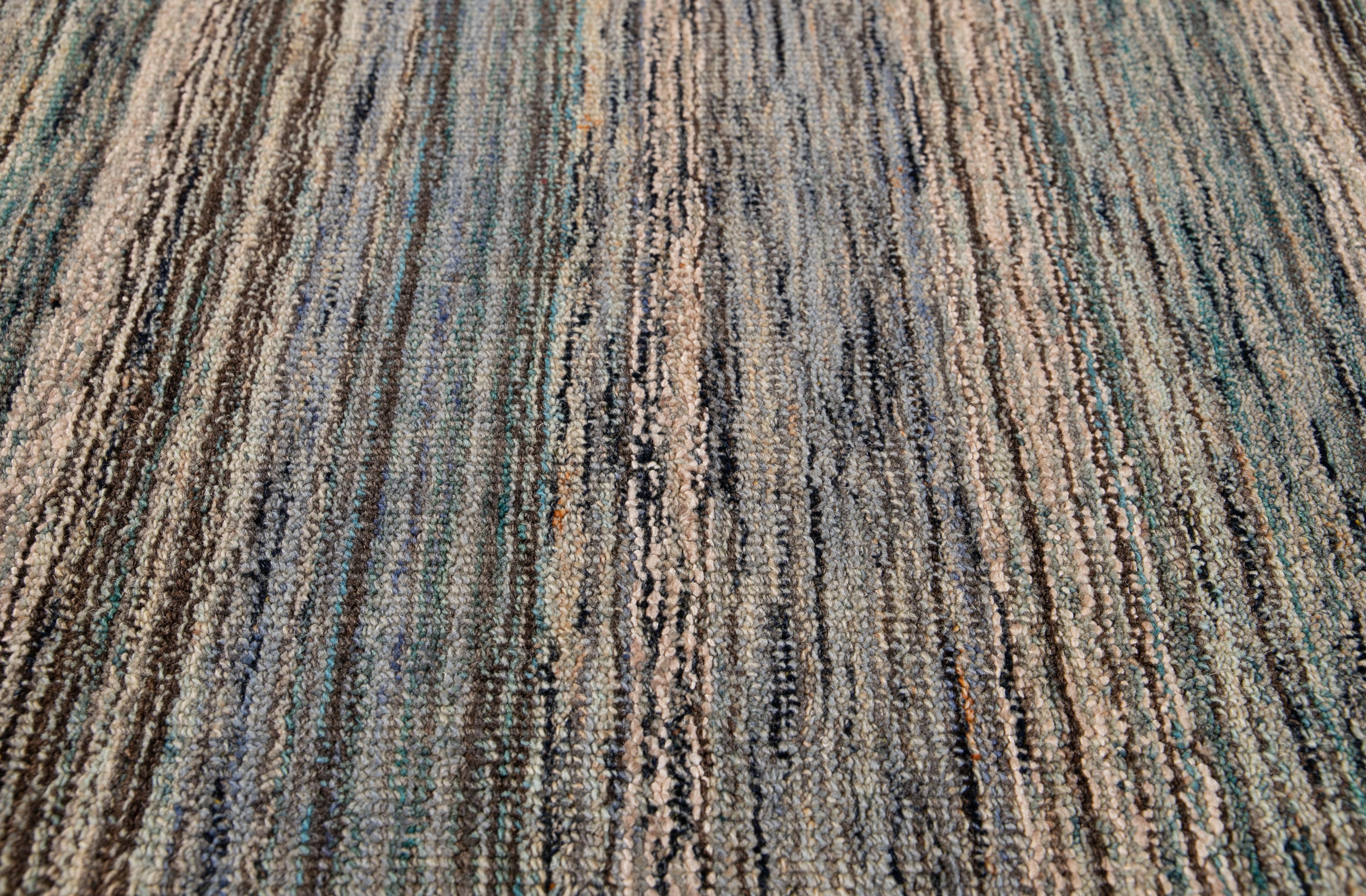 Hand-Knotted 21st Century Modern Texture Wool Rug Customized For Sale