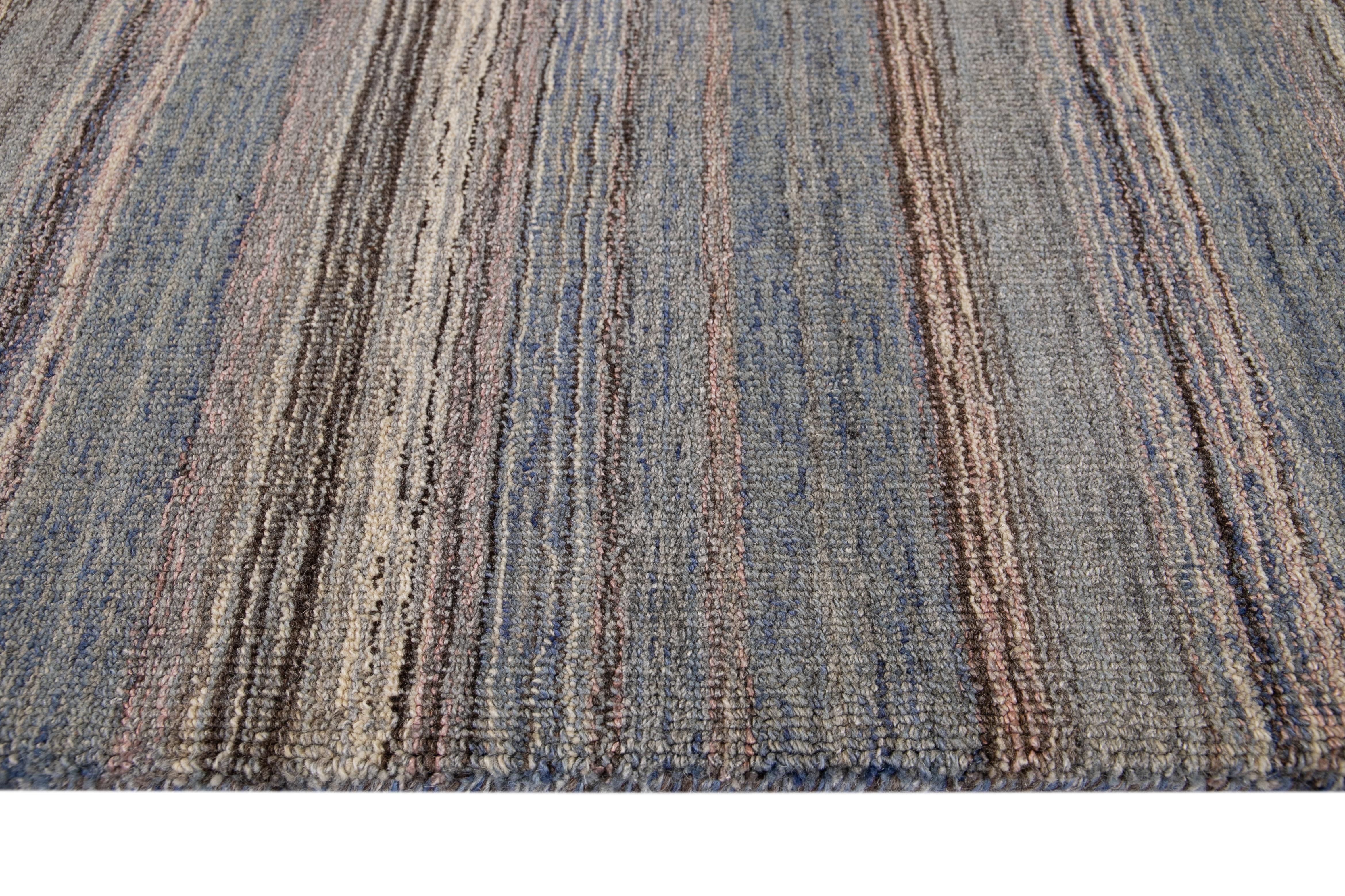 21st Century Modern Texture Wool Rug Customized In New Condition For Sale In Norwalk, CT