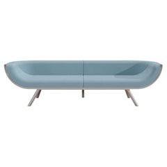21st Century Modern Curved Back Three-Seater Sofa in Walnut and Stainless Steel