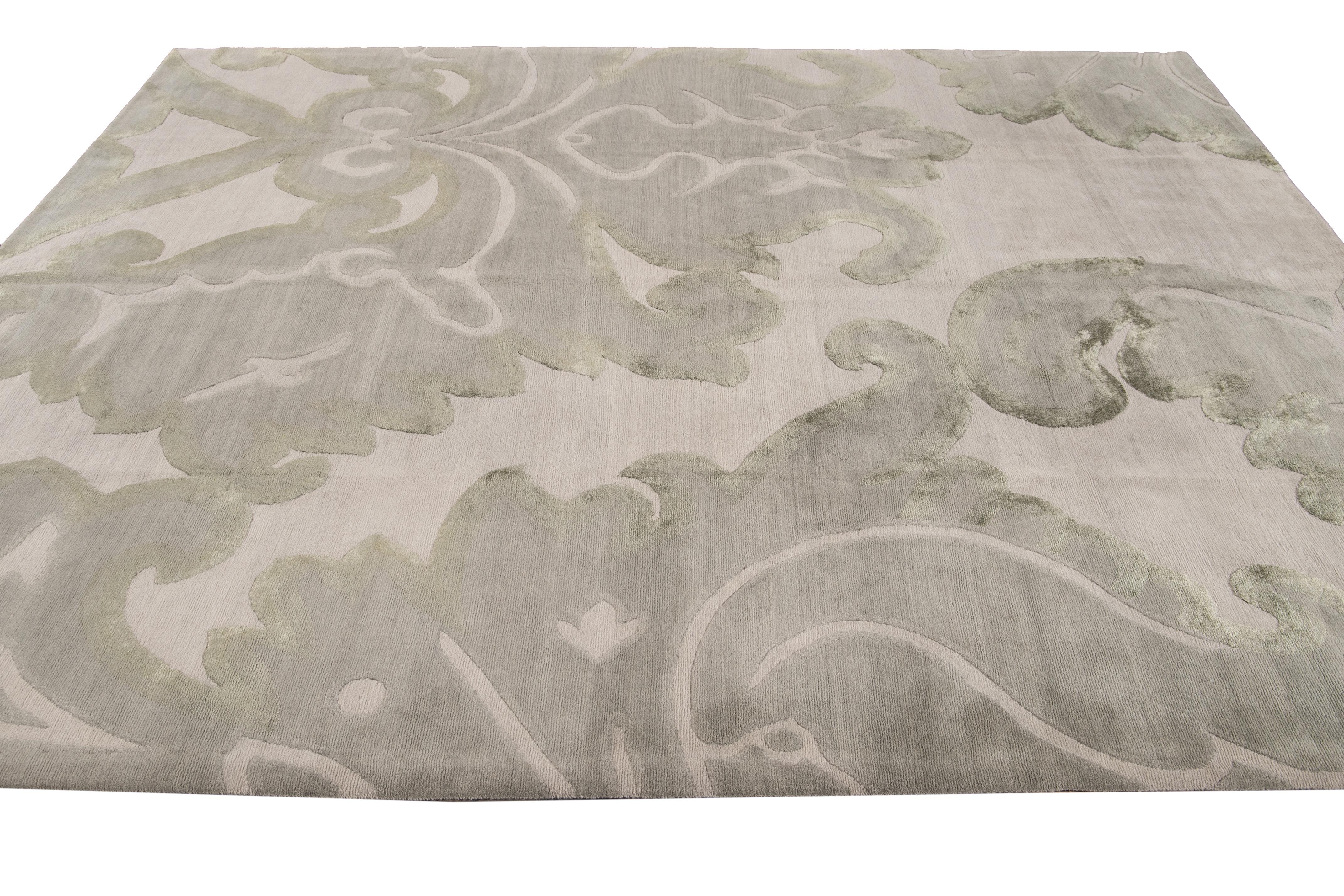 Wool 21st Century Modern Tibetan Rug For Sale