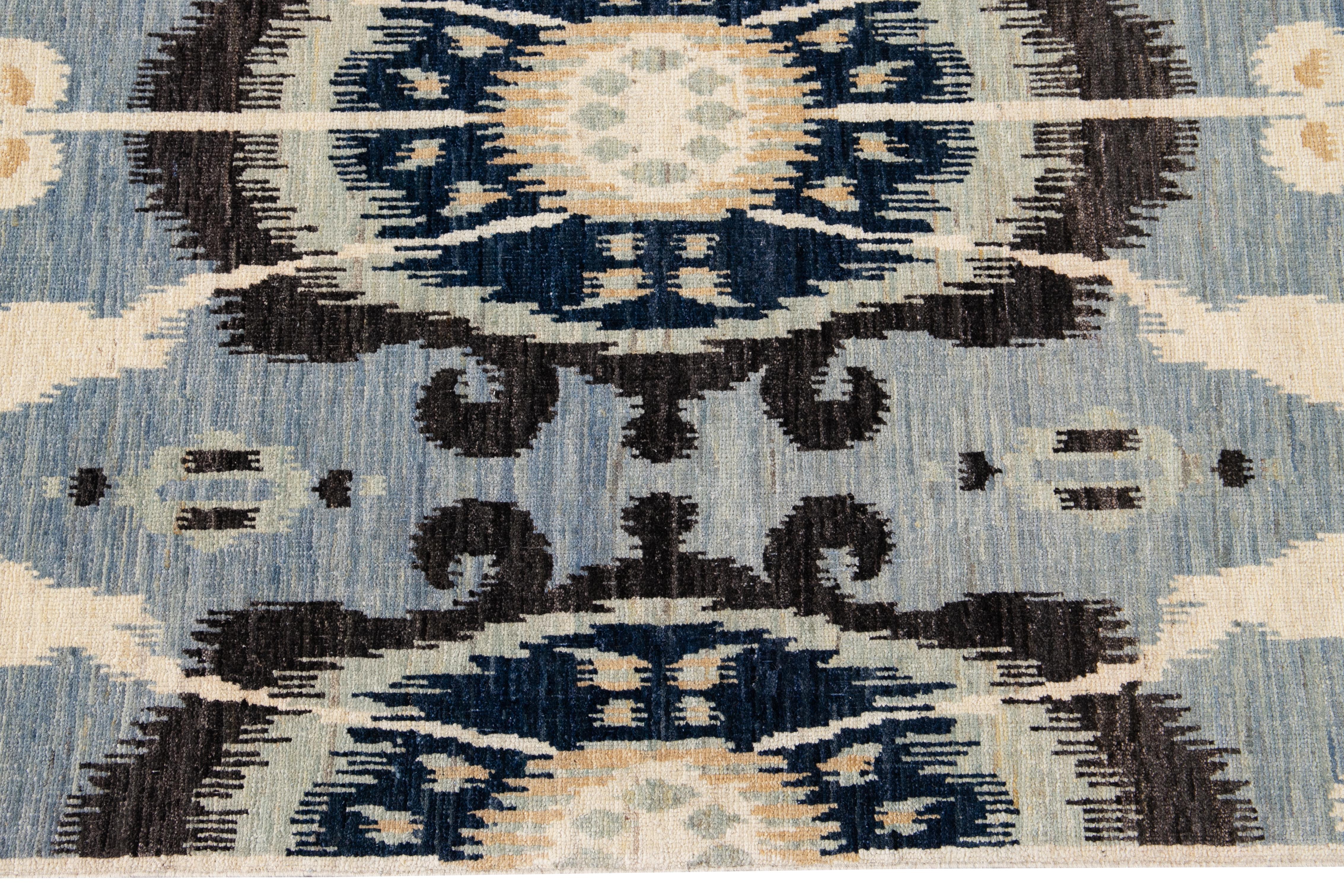 21st Century Modern Transitional Wool Afghan Rug For Sale 6