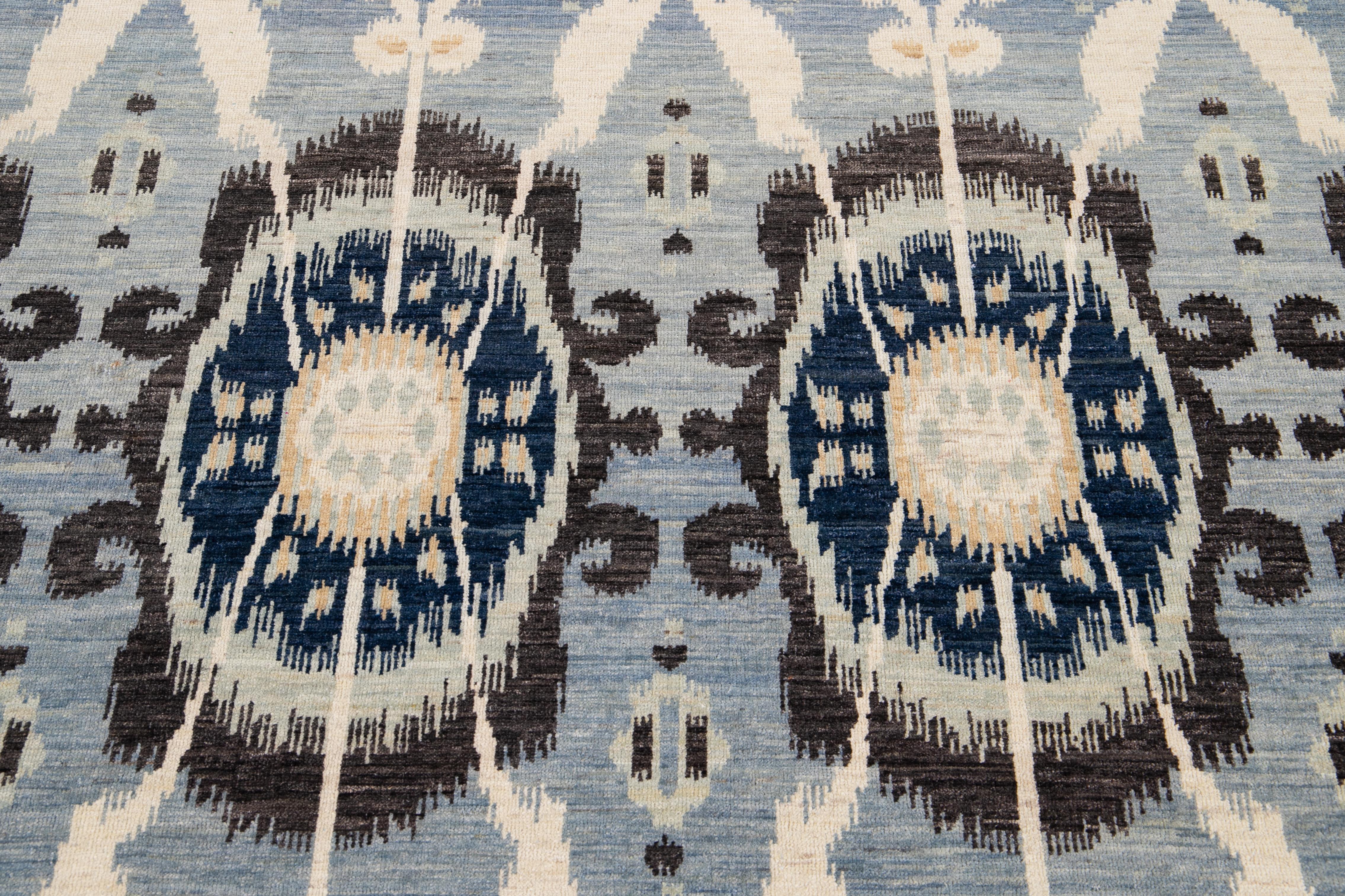 21st Century Modern Transitional Wool Afghan Rug For Sale 3