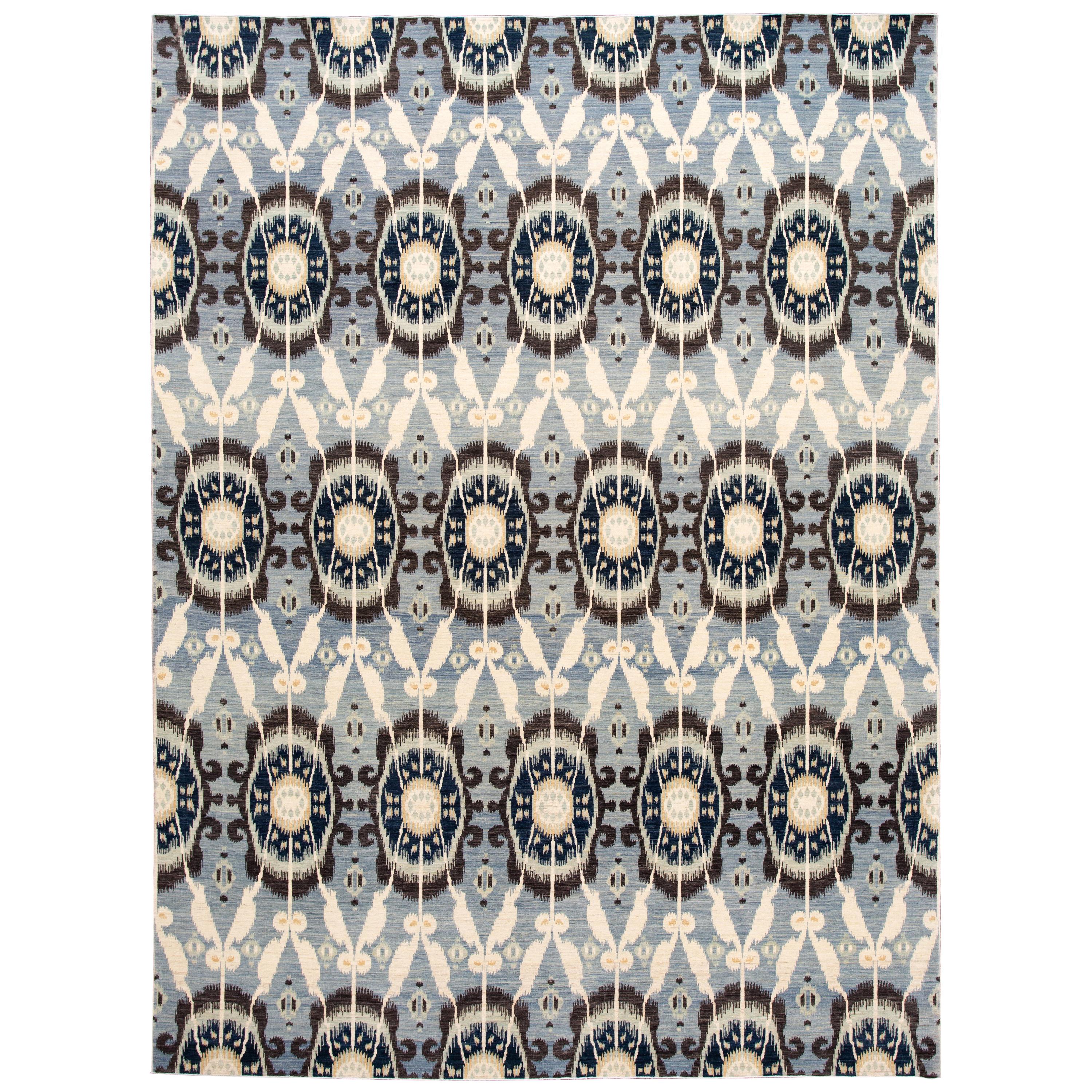 21st Century Modern Transitional Wool Afghan Rug