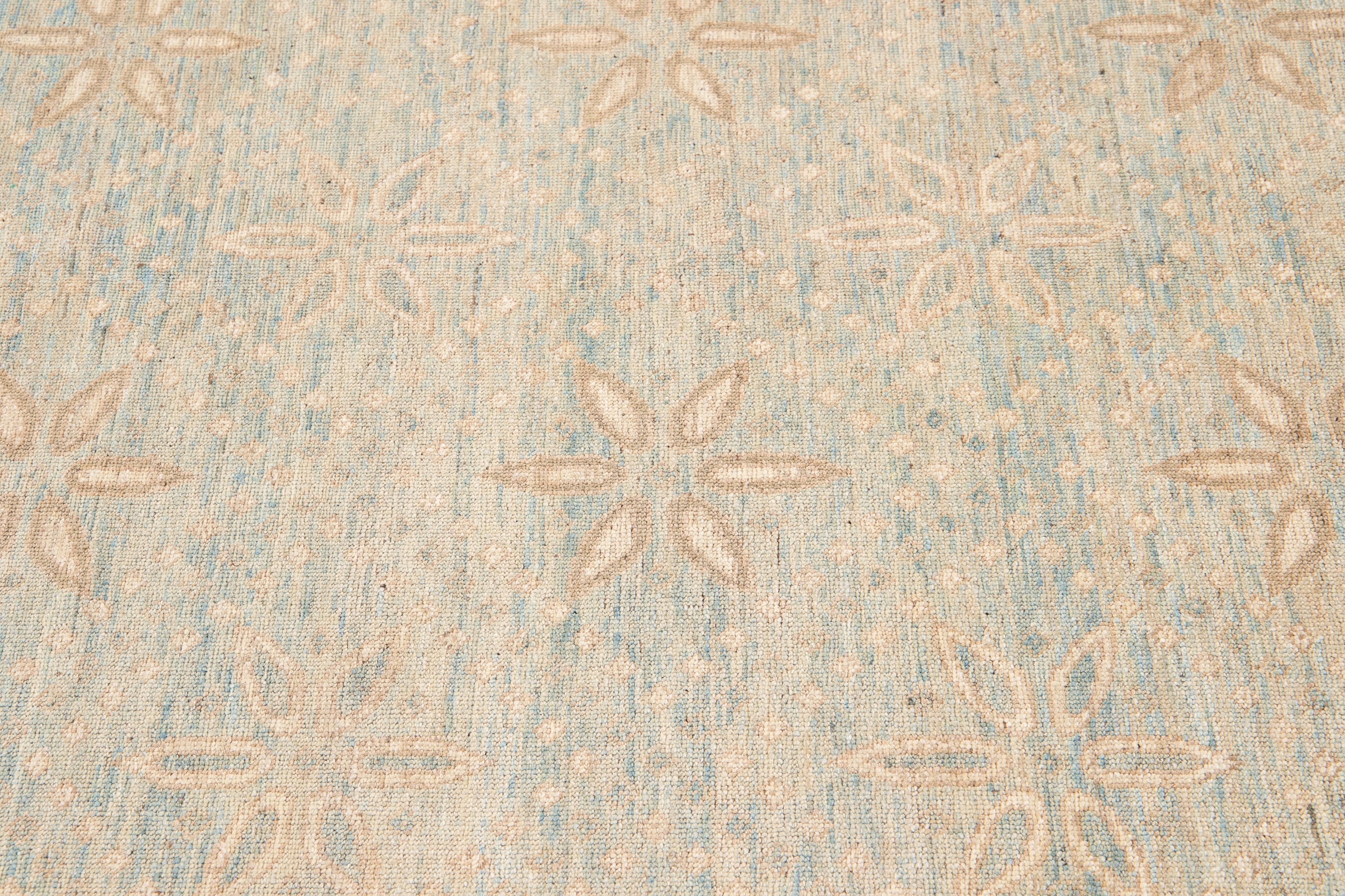 Hand-Knotted 21st Century Modern Transitional Wool Rug For Sale