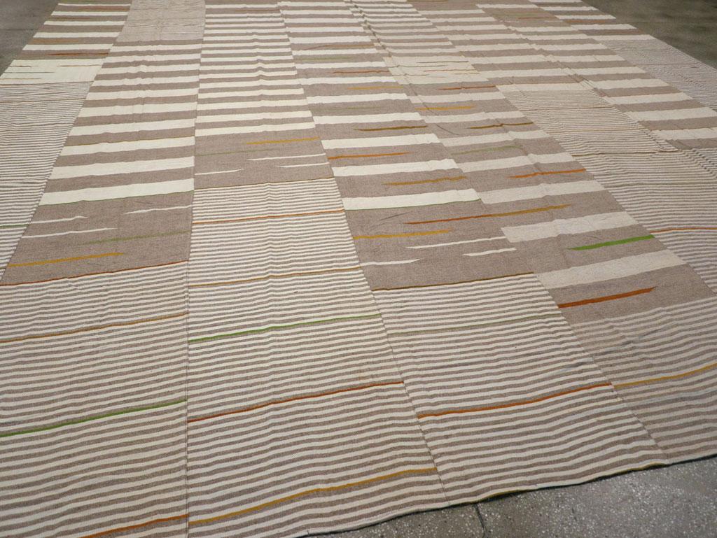 Wool 21st Century Modern Turkish Flatweave Kilim Oversize Carpet For Sale