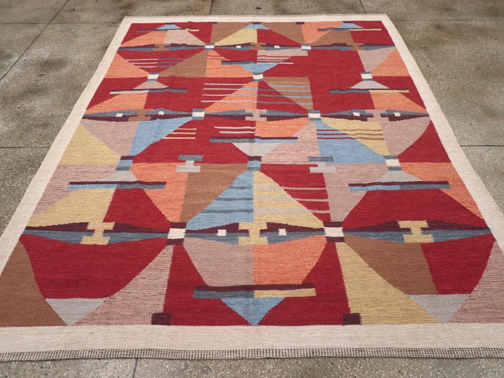 This 21st century Turkish Flatweave Kilim rug, measuring 8' 0