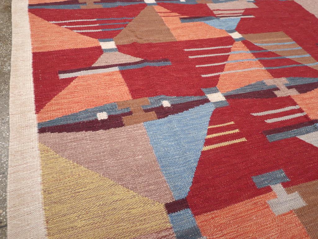 Kilim 21st Century Modern Turkish Flatweave Room Size Carpet in vendita
