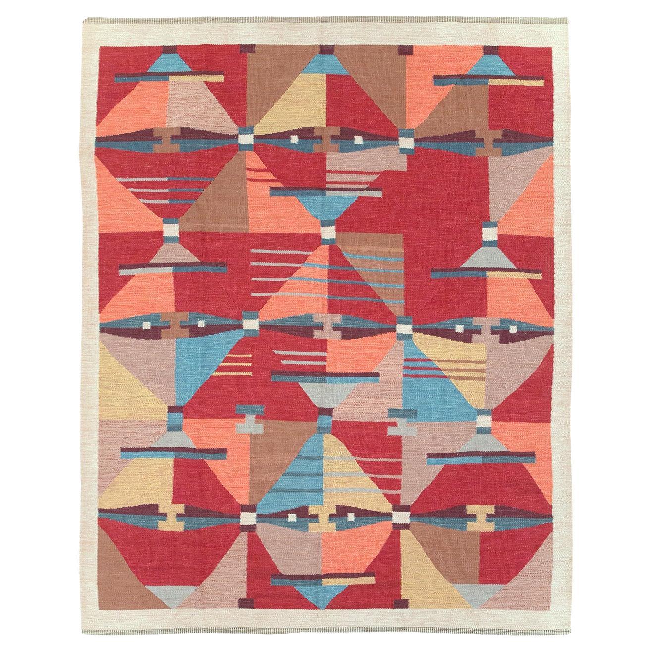21st Century Modern Turkish Flatweave Room Size Carpet