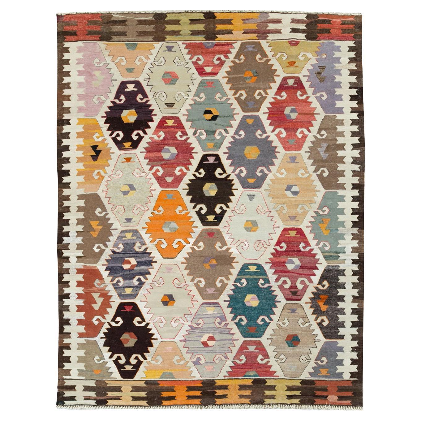 21st Century Modern Turkish Flatweave Room Size Carpet