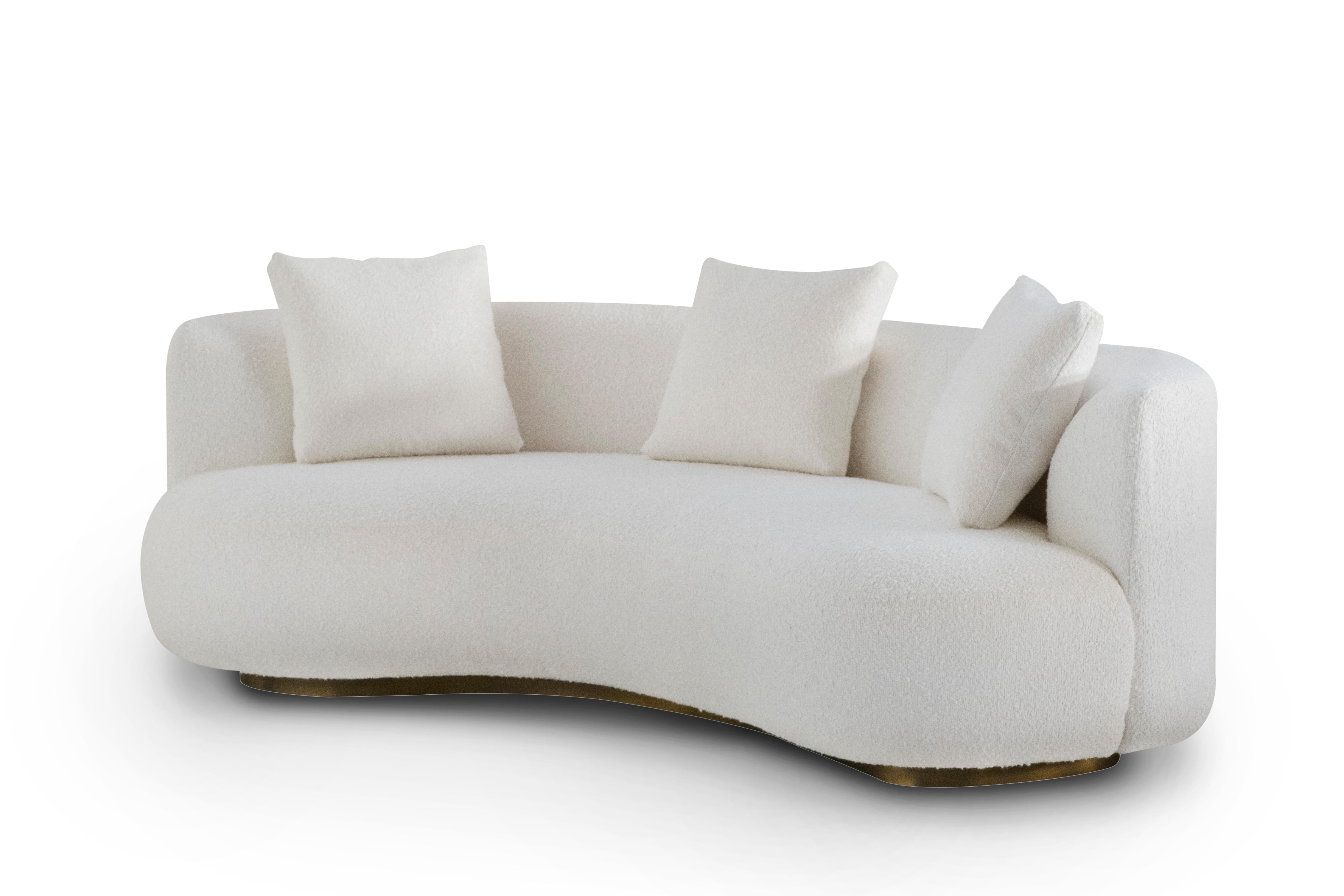 Portuguese Organic Modern Twins Curved Sofa, DEDAR Bouclé, Handmade Portugal by Greenapple For Sale