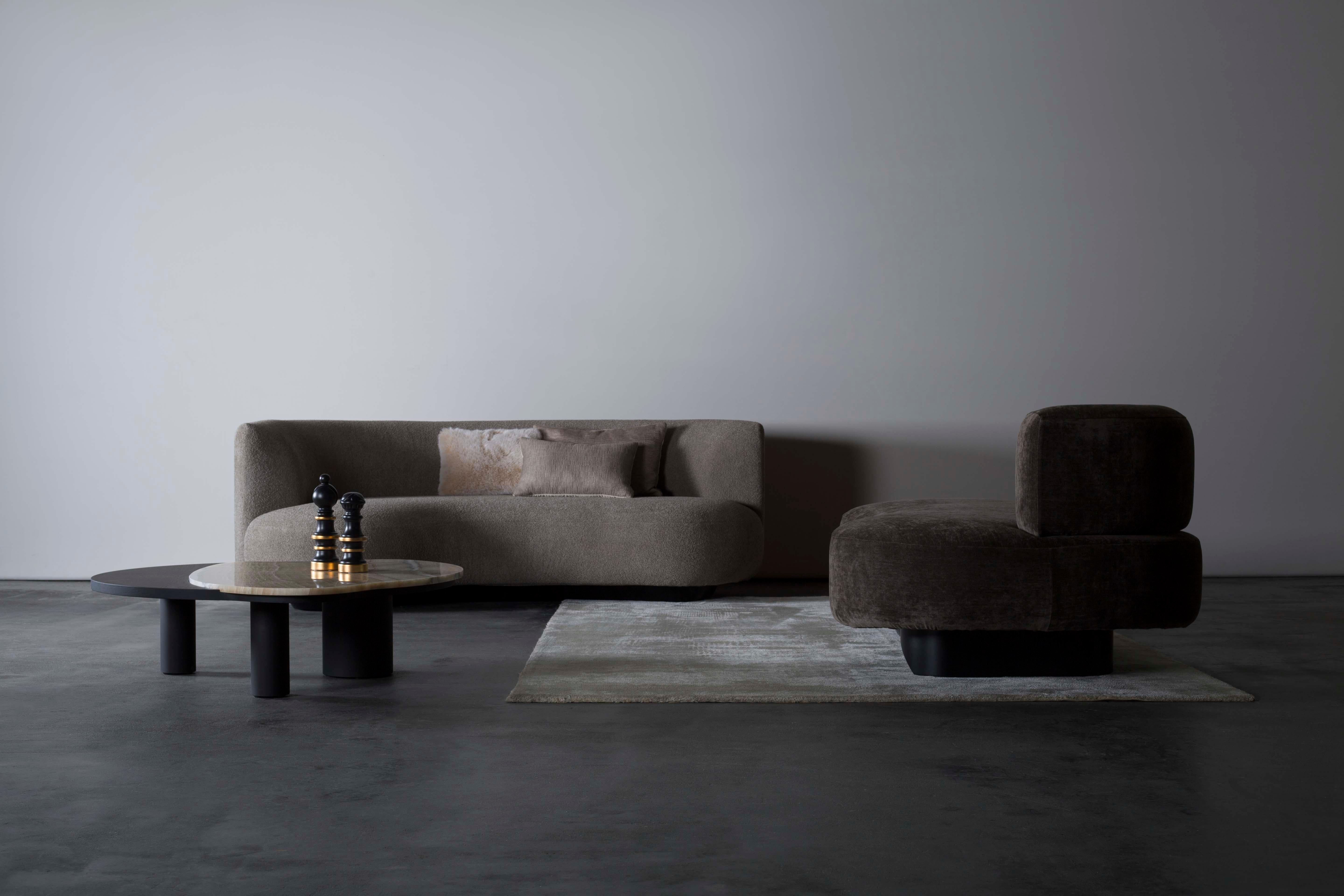 Modern Twins Curved Sofa, DEDAR Bouclé, Handmade in Portugal by Greenapple For Sale 6