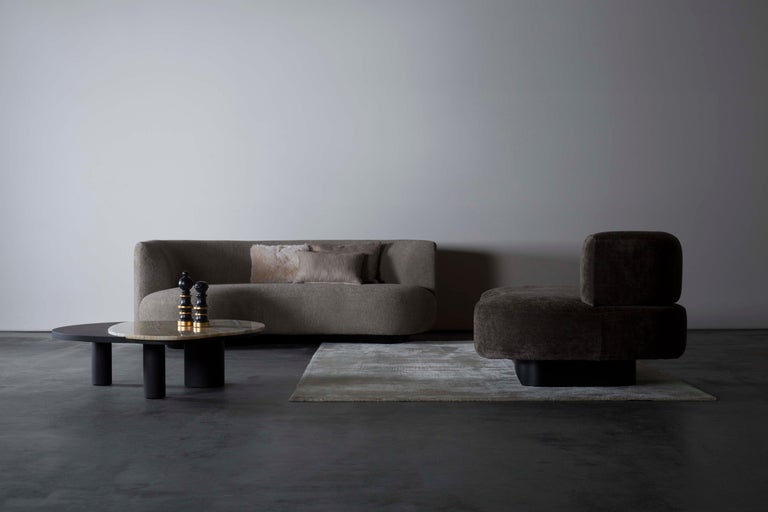 Modern Twins 3-Seat Sofa in Beige Dedar Bouclé Handcrafted by Greenapple For Sale 8
