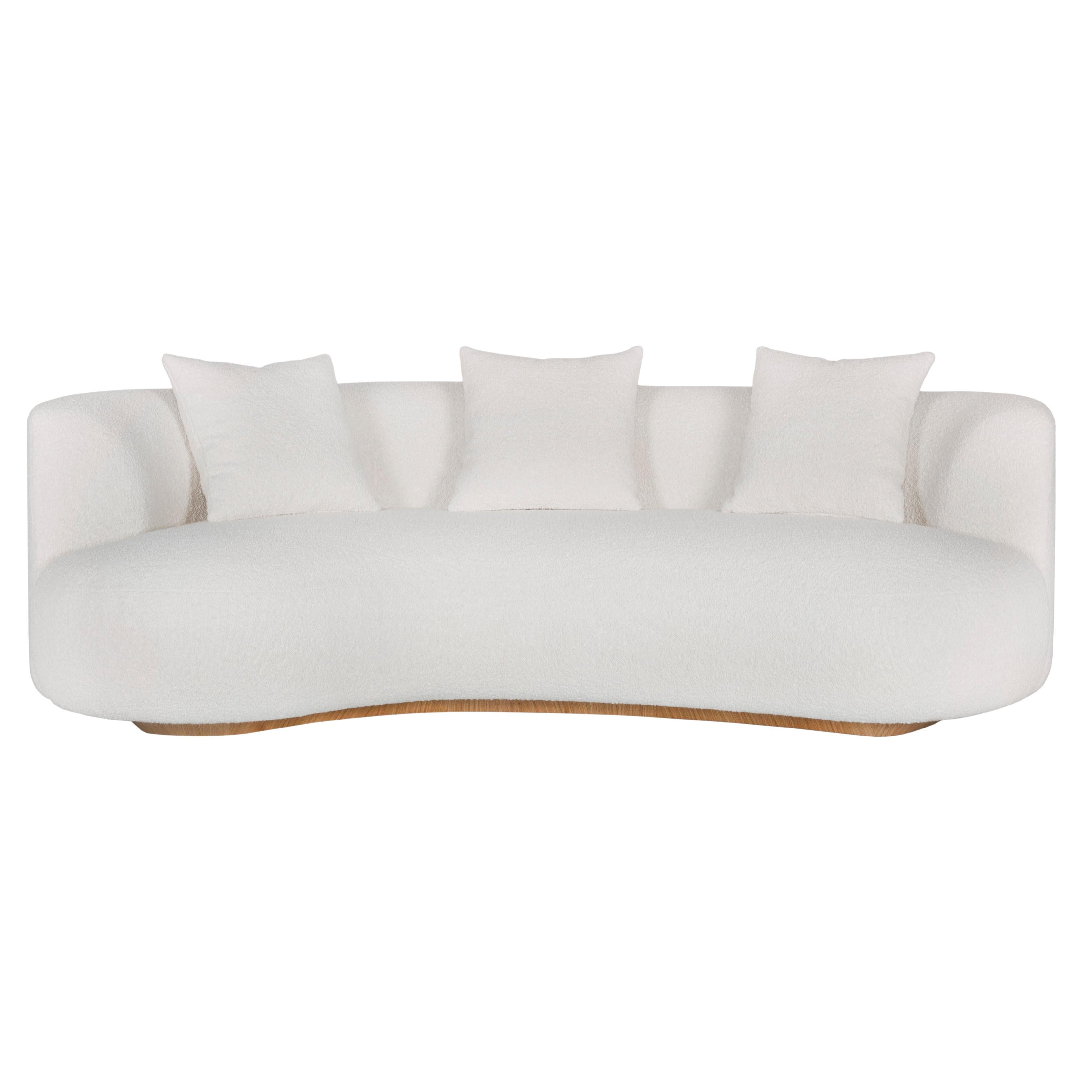Hand-Crafted Modern Twins Curved Sofa, DEDAR Bouclé, Handmade in Portugal by Greenapple For Sale