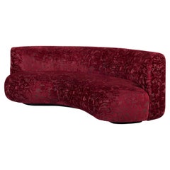 Retro Modern Twins Curved Sofa, Bordeaux Velvet, Handmade in Portugal by Greenapple