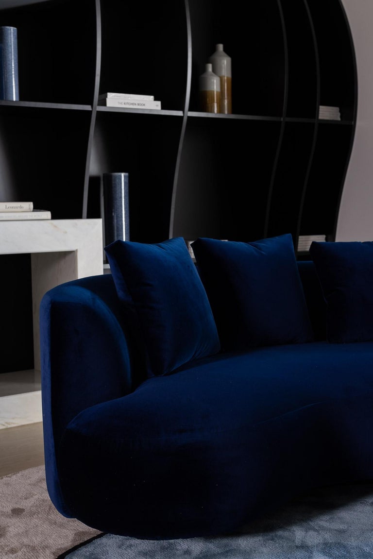 Modern Greenapple Sofa, Twins Sofa 3-Seat, Navy Velvet, Handmade in Portugal For Sale