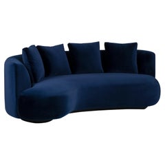 Gebogenes Twins-Sofa aus marineblauem Samt, handgefertigt Portugal von Greenapple, Organische Moderne