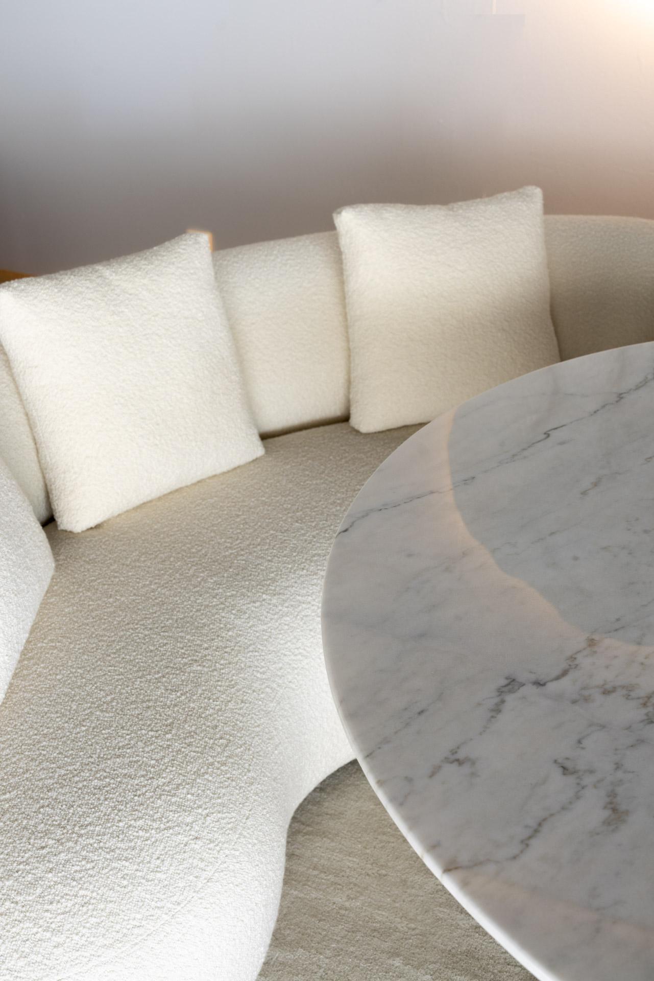 Organic Modern Twins Curved Sofa, White Bouclé, Handmade Portugal by Greenapple For Sale 2