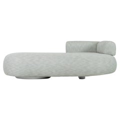 Modern Twins Chaise Longue in Beige Cotton-Linen Handcrafted by Greenapple