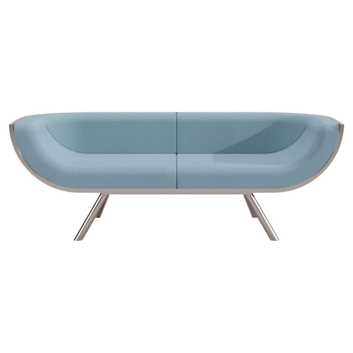 21st Century Modern Curved Back Two-Seater Sofa in Walnut and Stainless Steel