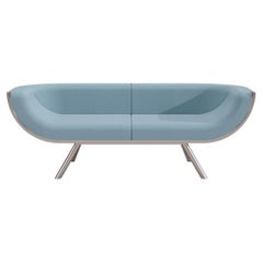 21st Century Modern Curved Back Two-Seater Sofa in Walnut and Stainless Steel
