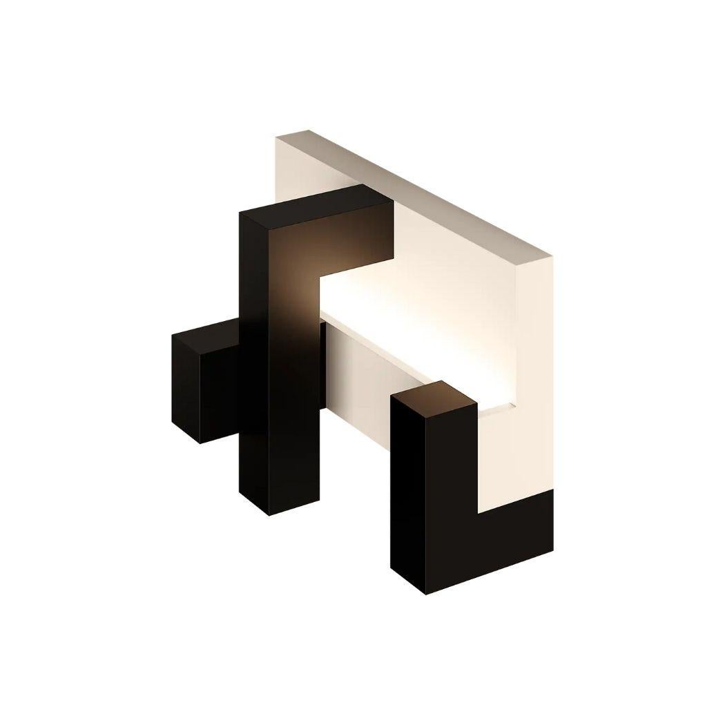 Portuguese 21st Century Modern Wall Lamp Minimalist Geometric Black & Beige Lacquer Sconce For Sale