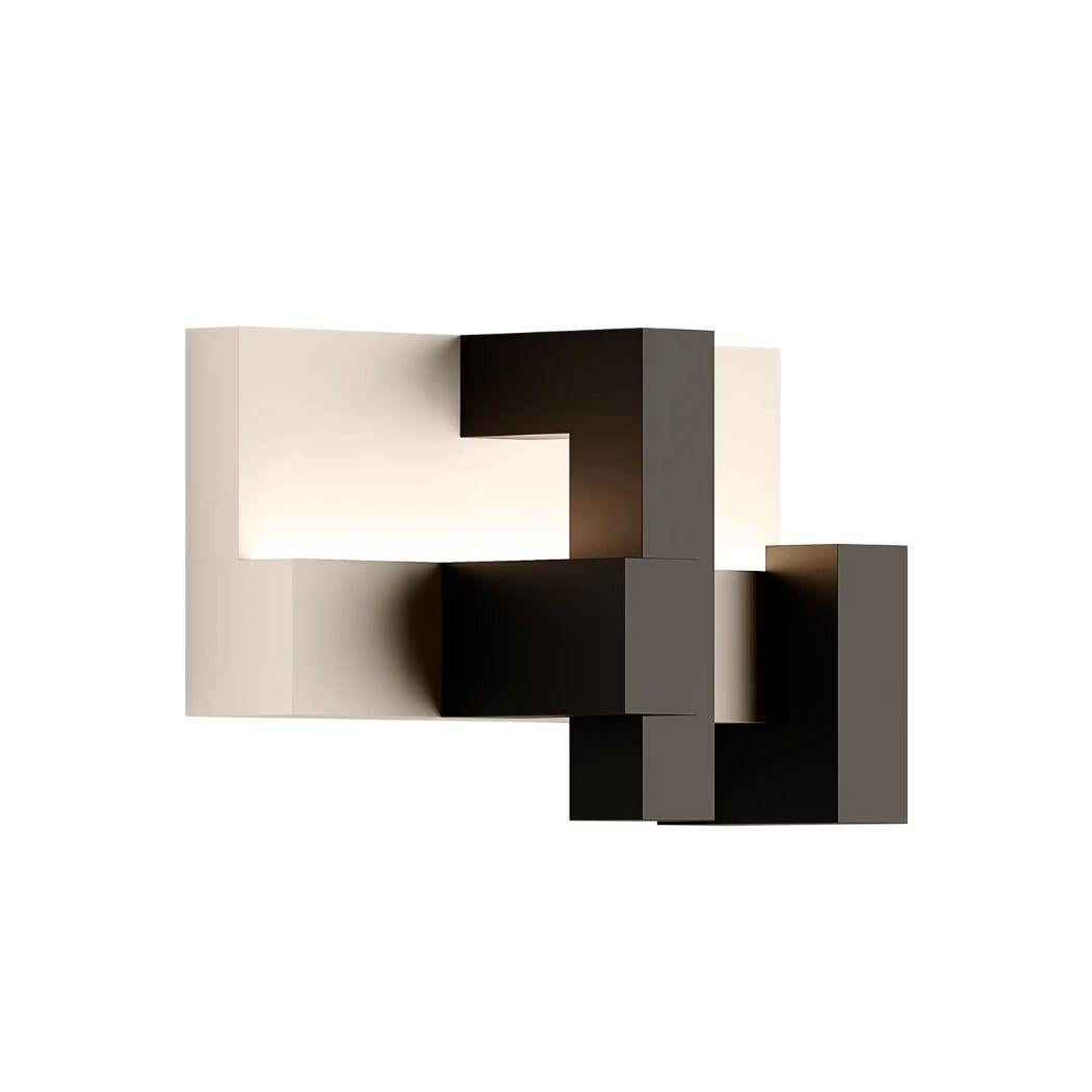 21st Century Modern Wall Lamp Minimalist Geometric Black & Beige Lacquer Sconce In New Condition For Sale In Porto, Vila Nova de Gaia