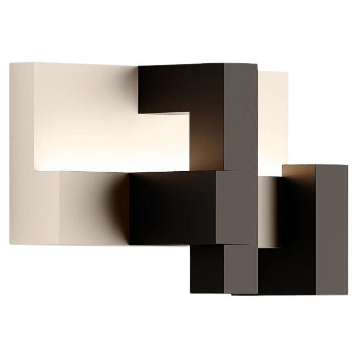 21st Century Modern Wall Lamp Minimalist Geometric Black & Beige Lacquer Sconce For Sale
