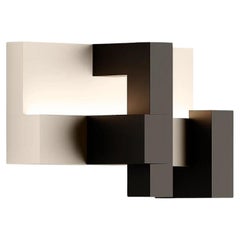 21st Century Modern Wall Lamp Minimalist Geometric Black & Beige Lacquer Sconce