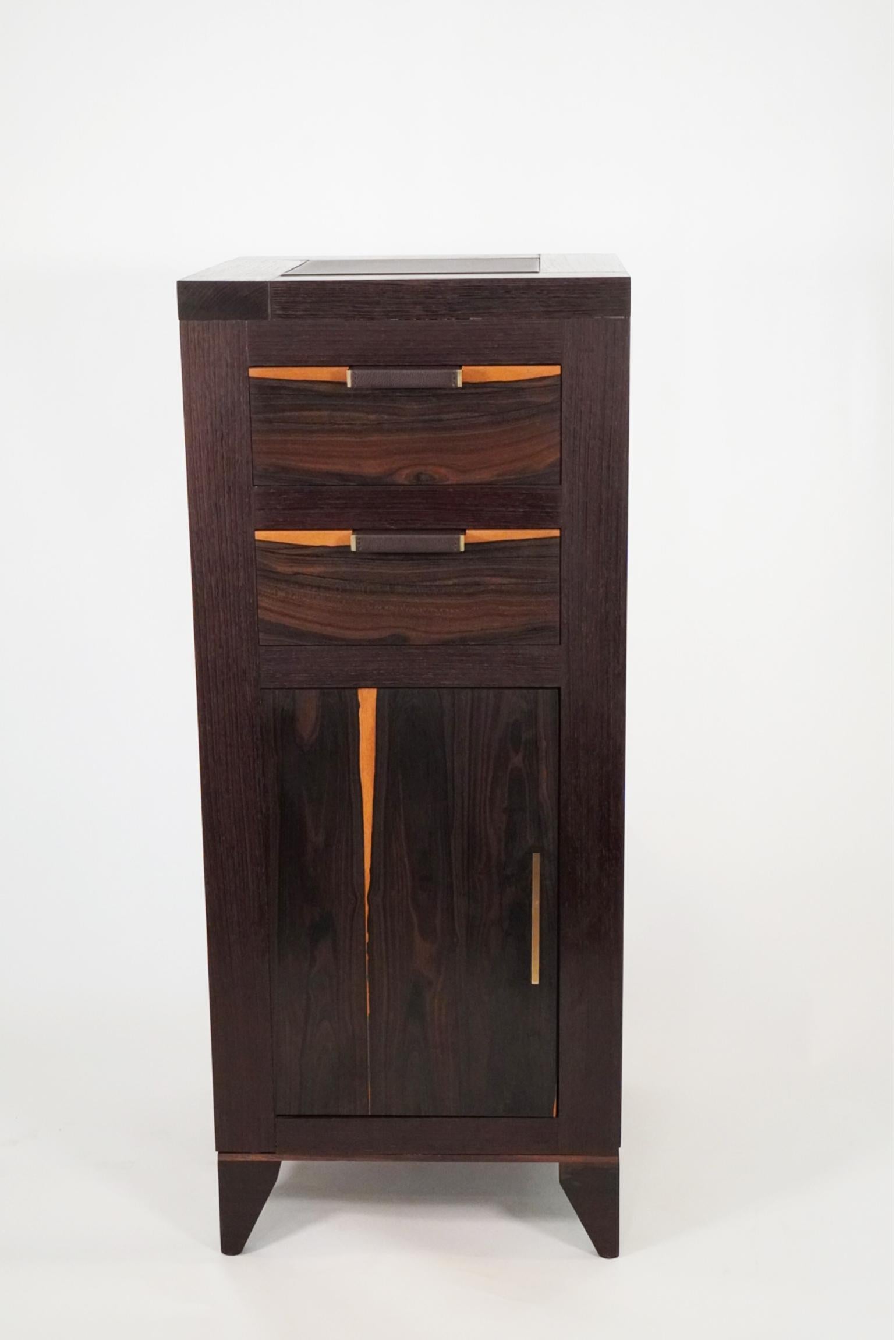 American 21st Century Modern Wenge and Ziricote Wood Liquor Storage Cabinet 