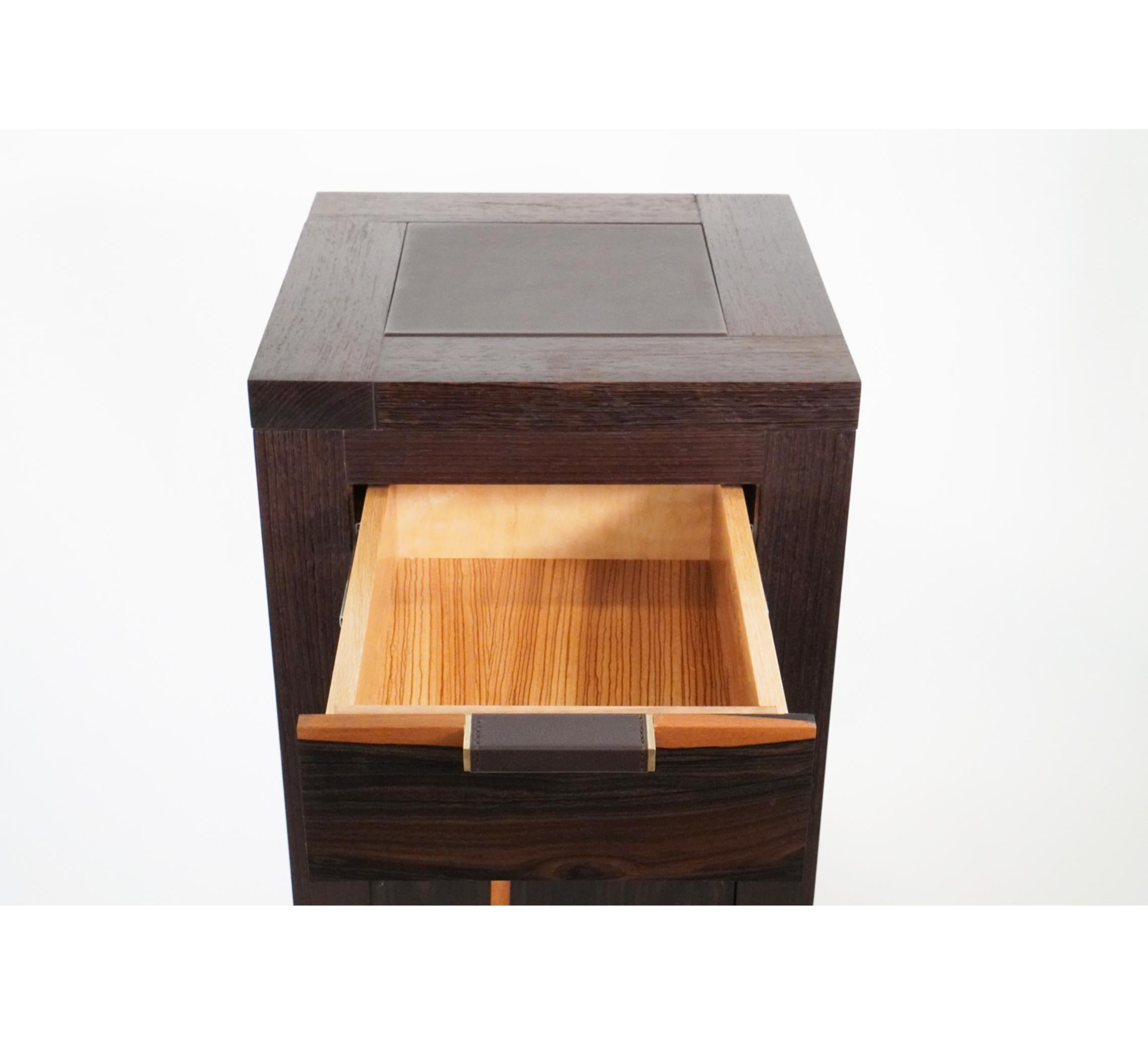 Hand-Crafted 21st Century Modern Wenge and Ziricote Wood Liquor Storage Cabinet 