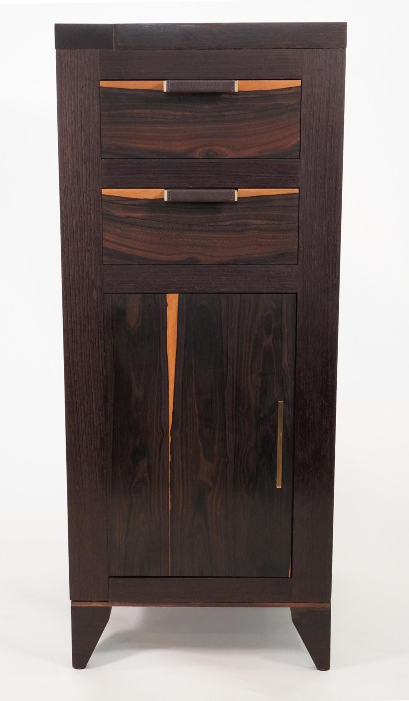 21st Century Modern Wenge and Ziricote Wood Liquor Storage Cabinet  In New Condition In Oakhurst, NJ