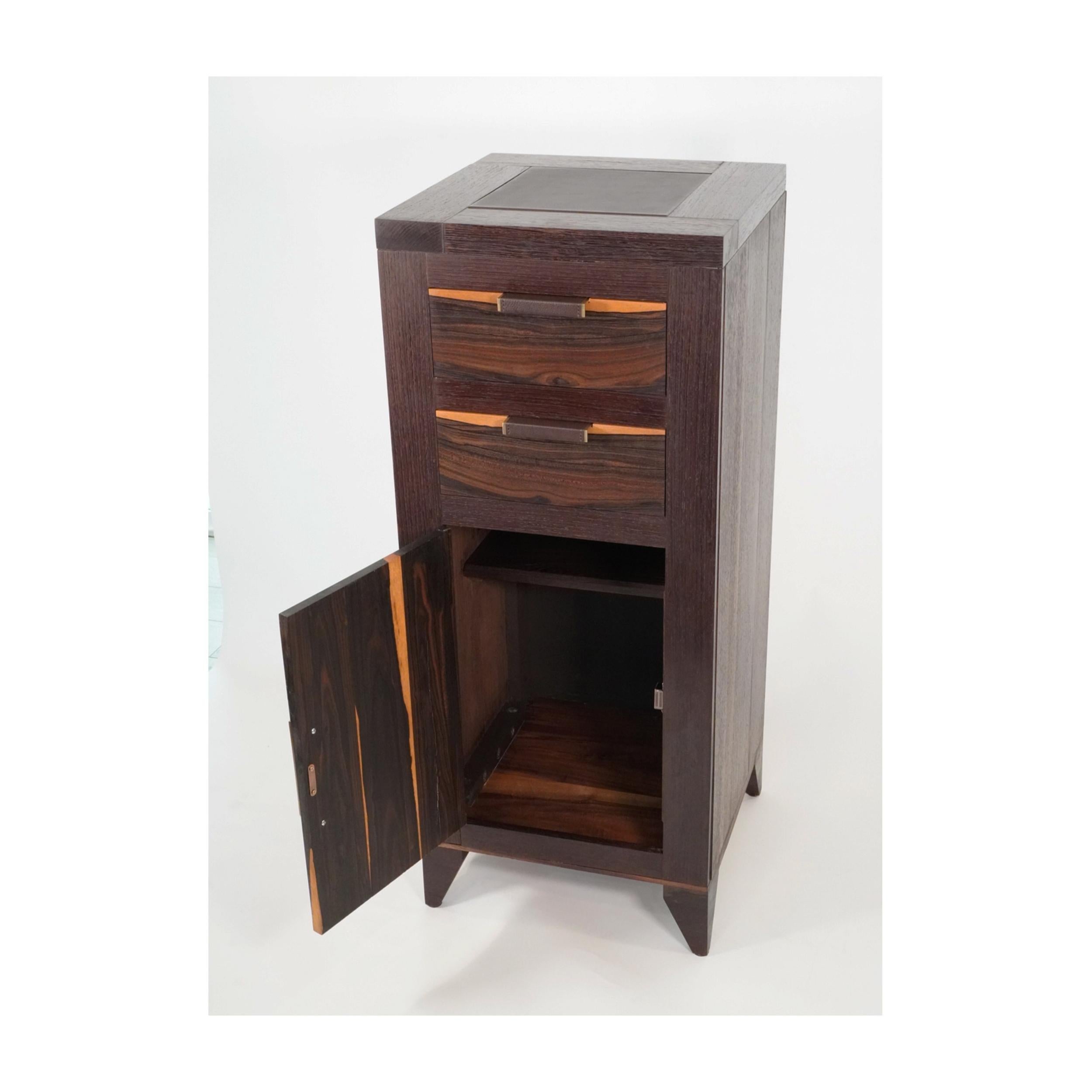 Contemporary 21st Century Modern Wenge and Ziricote Wood Liquor Storage Cabinet 