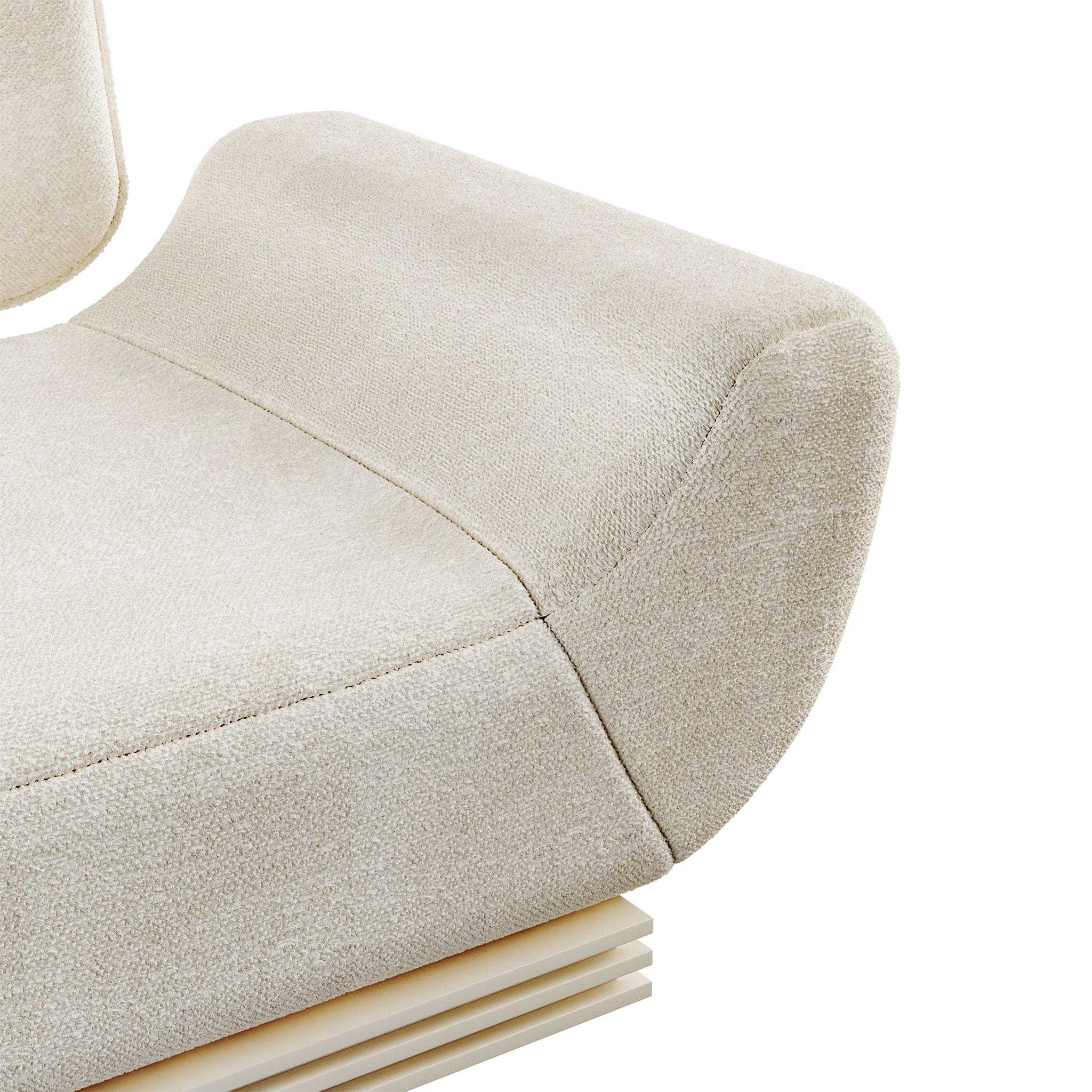 Mid-Century Modern Modern Cream Armchair Bouclé Lacquered in Gloss With Brass Details For Sale
