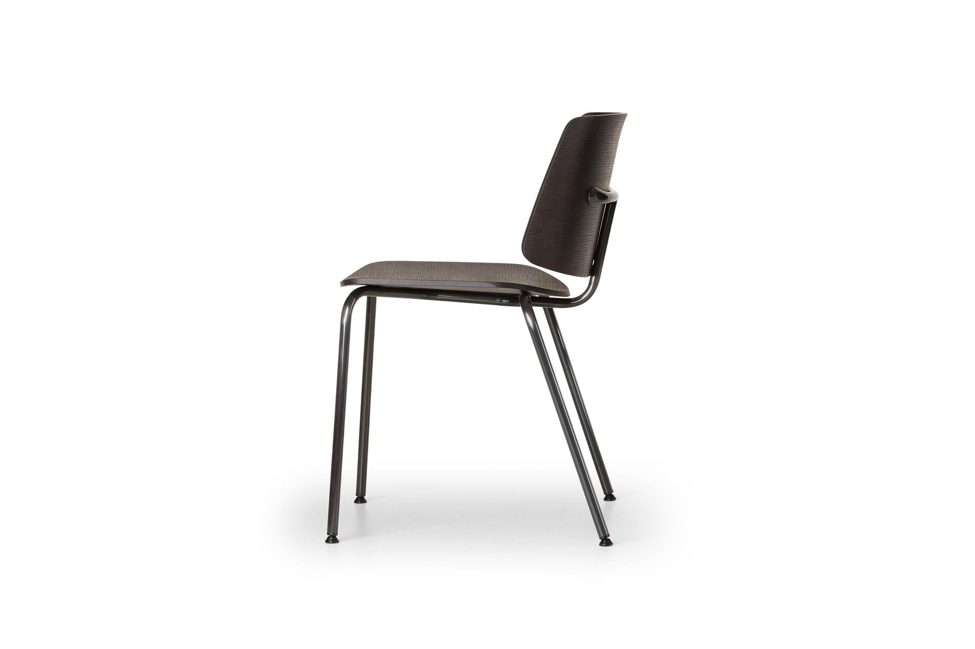 Italian 21st Century Modern Wooden Black T-Shaped Chair Tao Made in Italy For Sale