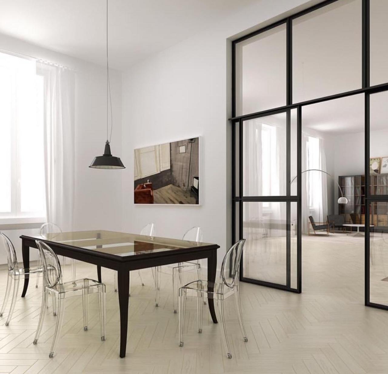 21st Century Modern Wooden Table With Carved Frame And Glass Top In New Condition For Sale In Milan, IT