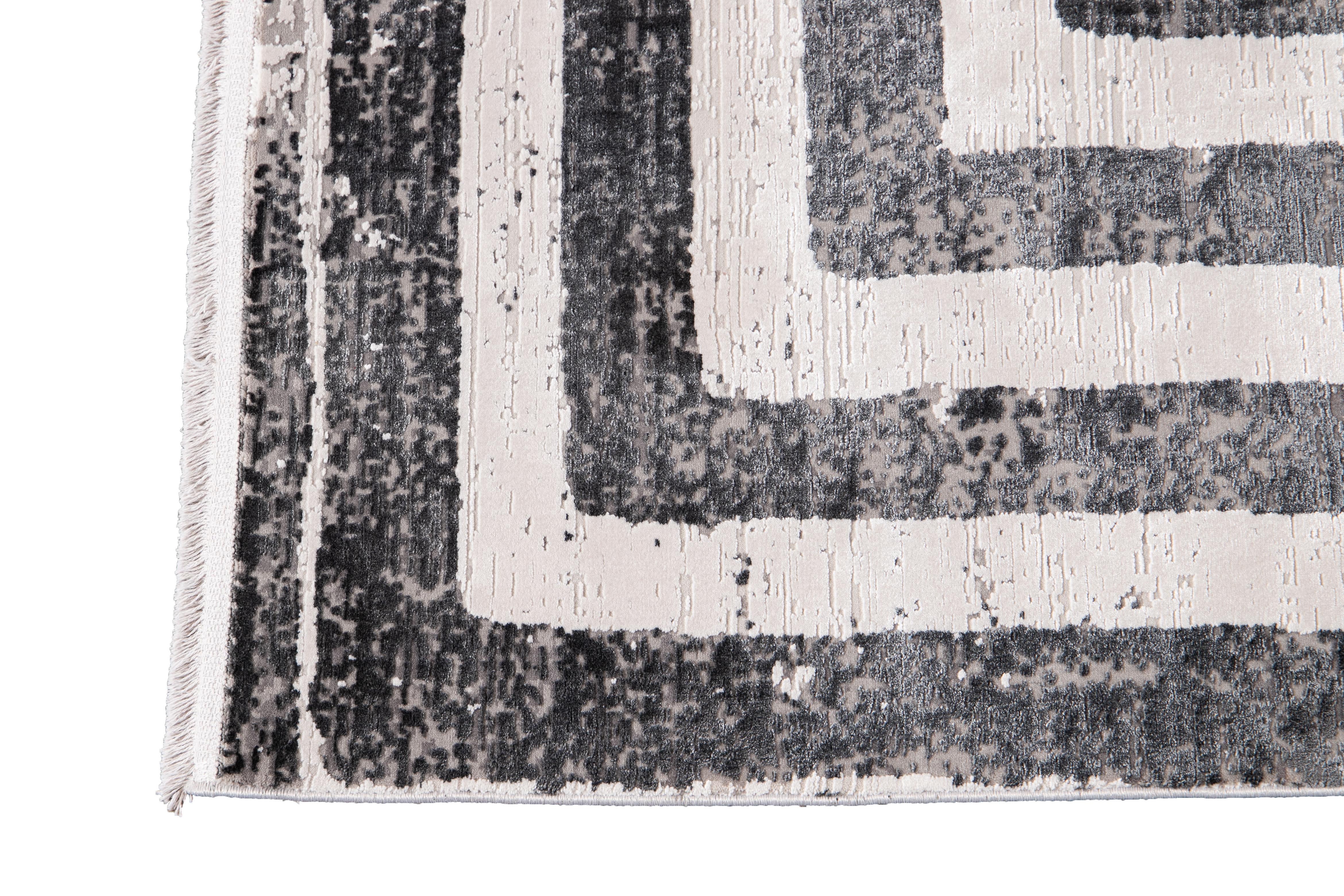 Moderner Silber-Teppich aus Wolle und Seide des 21. Jahrhunderts mit abstraktem Motiv im Angebot 7
