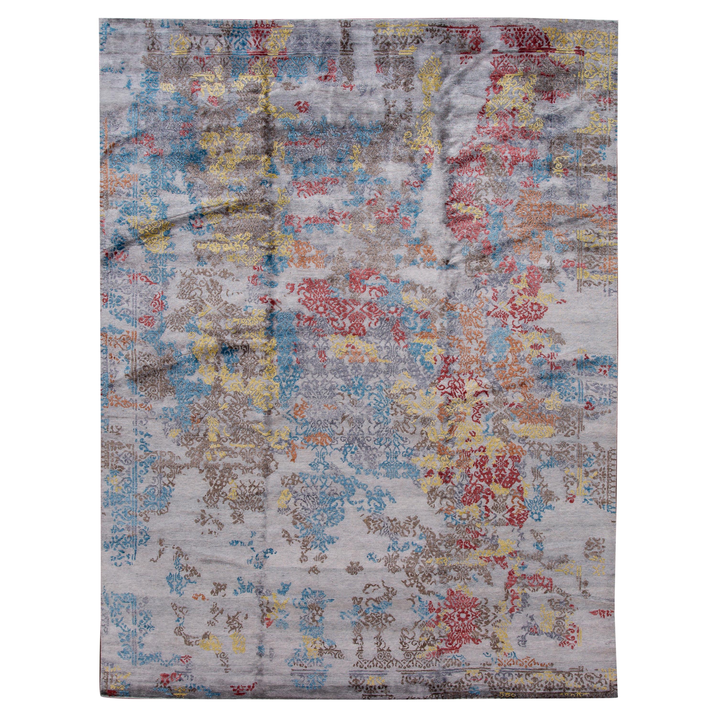 21st Century Modern Wool and Silk Rug For Sale