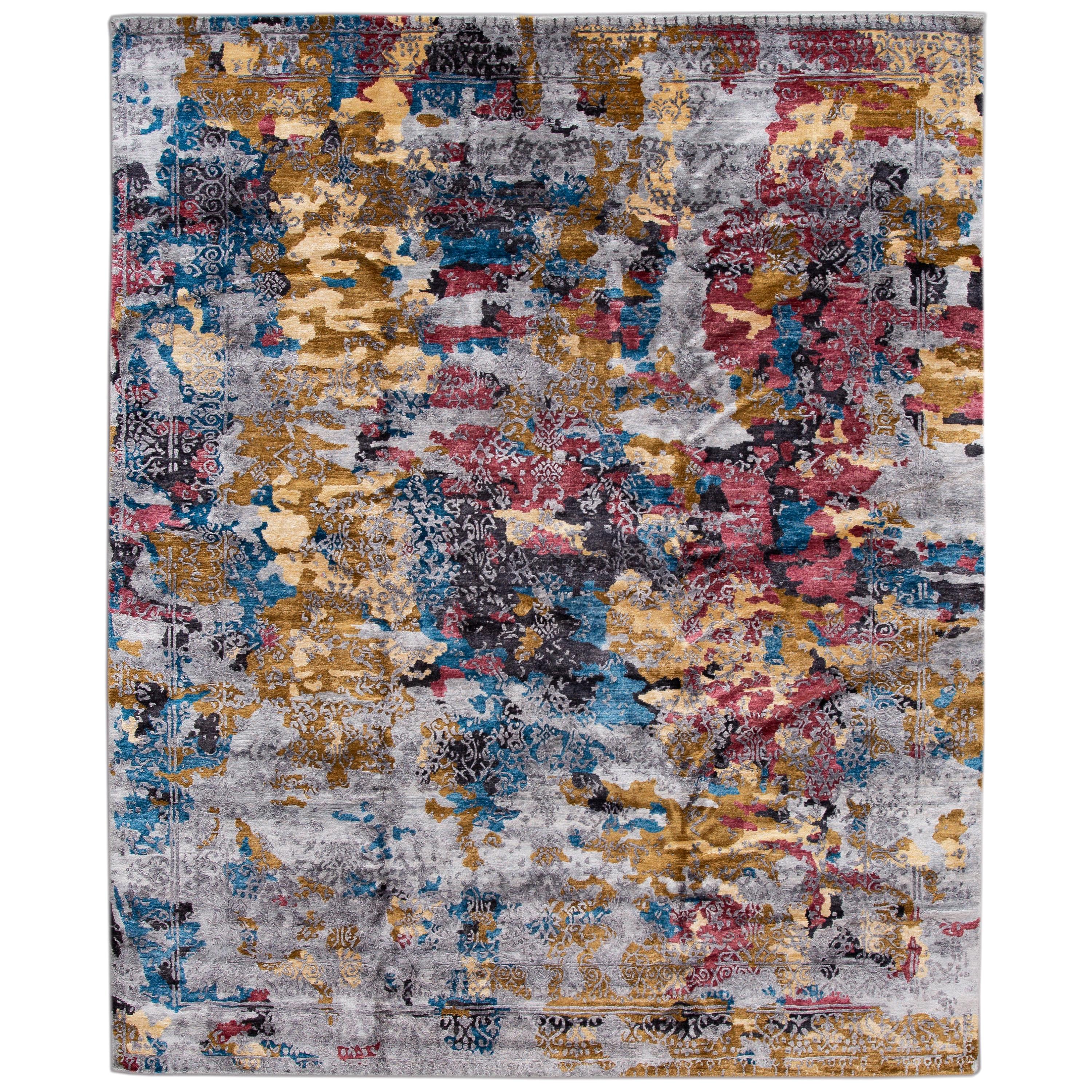 21st Century Modern Wool and Silk Rug For Sale