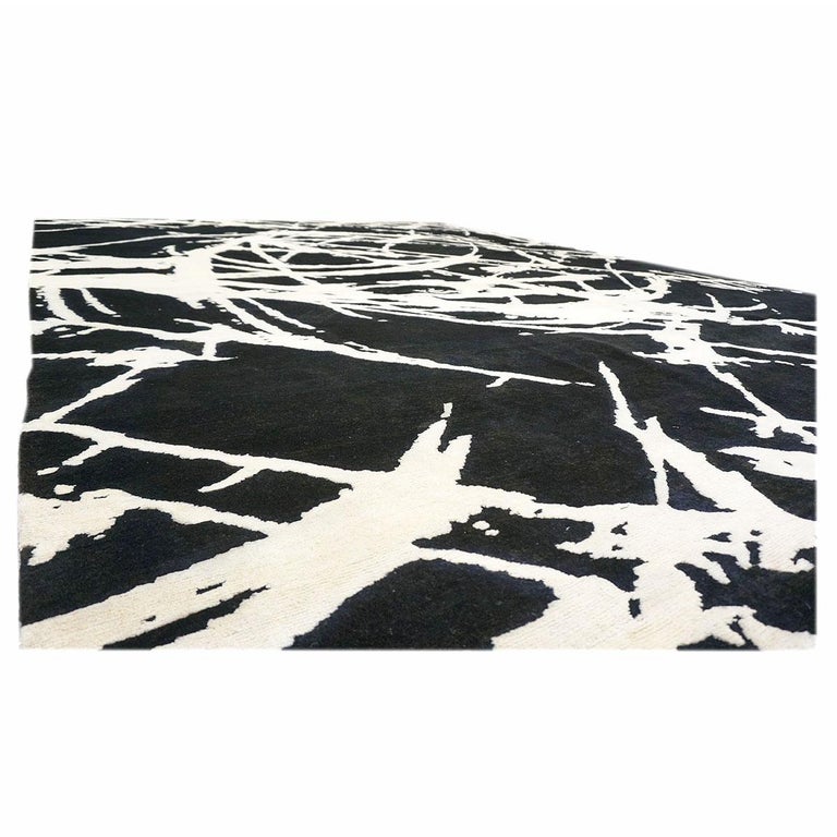 21st Century Modern Wool and Silk 9x12 Black and White Handmade Area Rug  For Sale at 1stDibs | mid century modern area rugs 9x12, contemporary wool rugs  9x12, 9x12 black and white